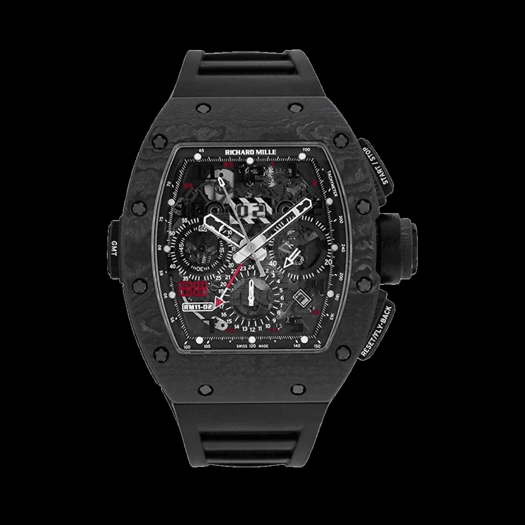 Richard Mille RM 11-02 Flyback Chronograph Dual Time Zone Jet Black Carbon