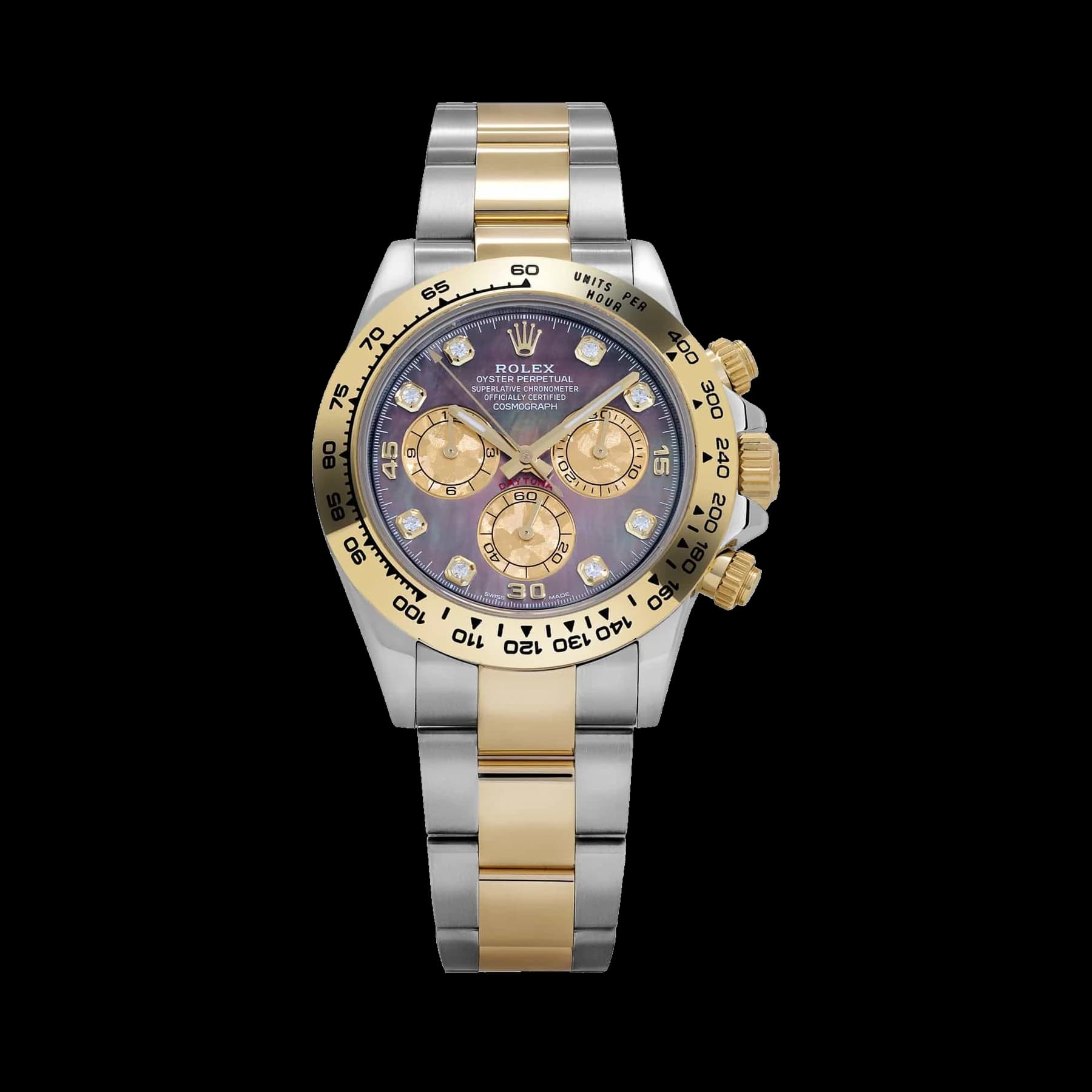 Rolex Daytona 116503 Yellow Gold Stainless Steel Black Mother of Pearl Diamond Dial