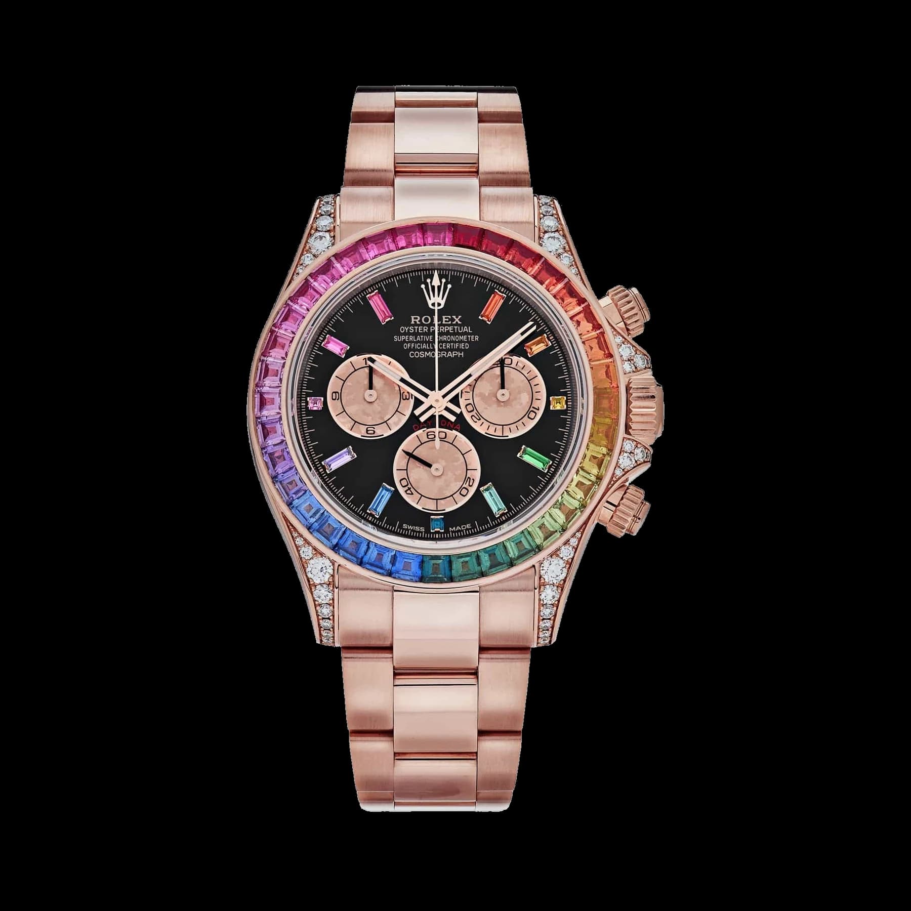 Rolex Daytona 116595RBOW 'Rainbow' Rose Gold Black Dial Sapphire Bezel