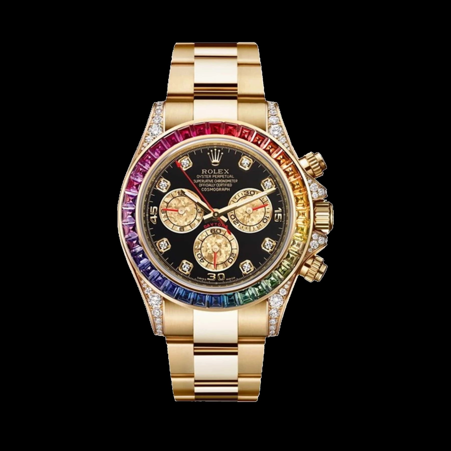 Rolex Daytona 116598RBOW 'Rainbow' Yellow Gold Black Dial Sapphire Bezel