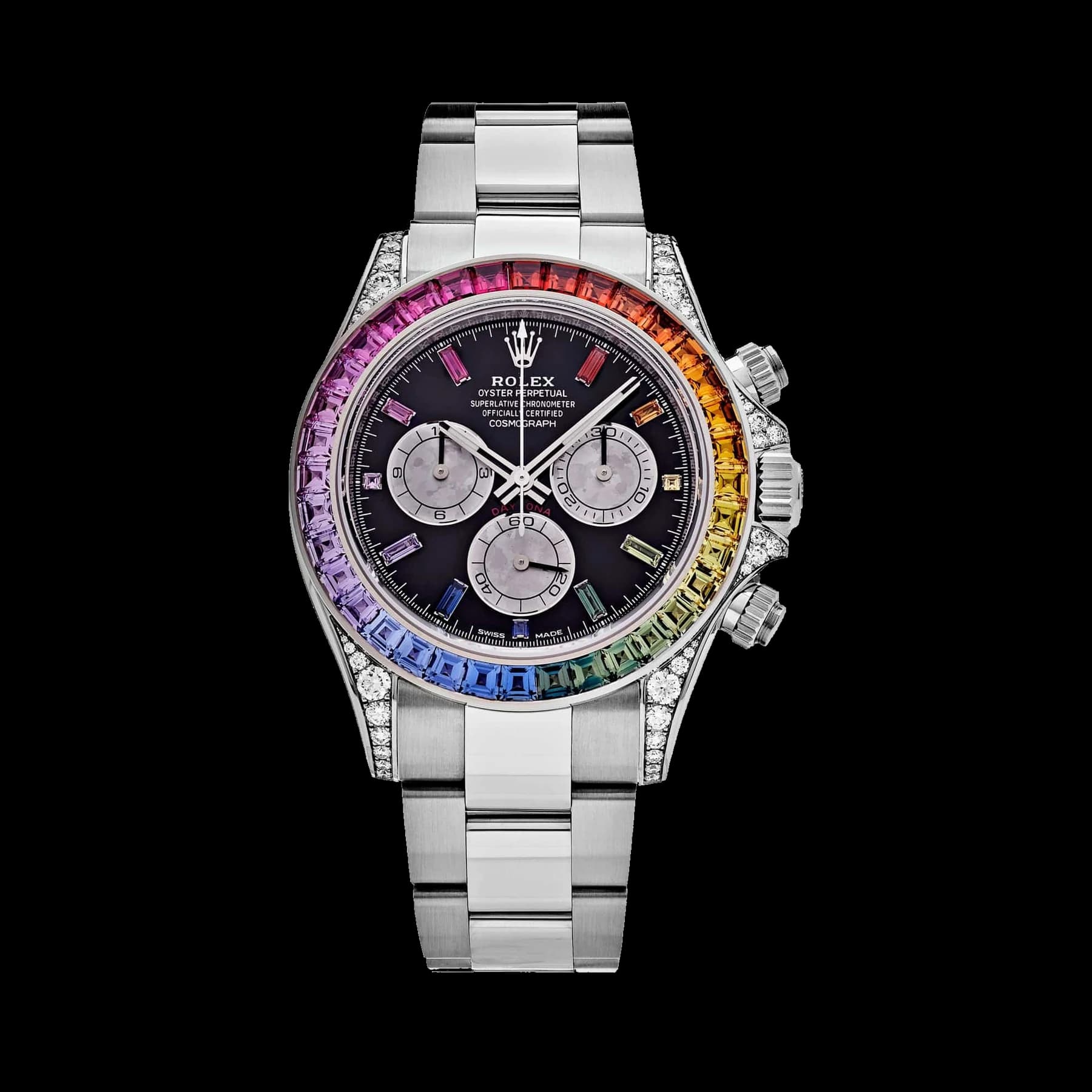 Rolex Daytona 116599RBOW 'Rainbow' White Gold Black Dial Sapphire Bezel