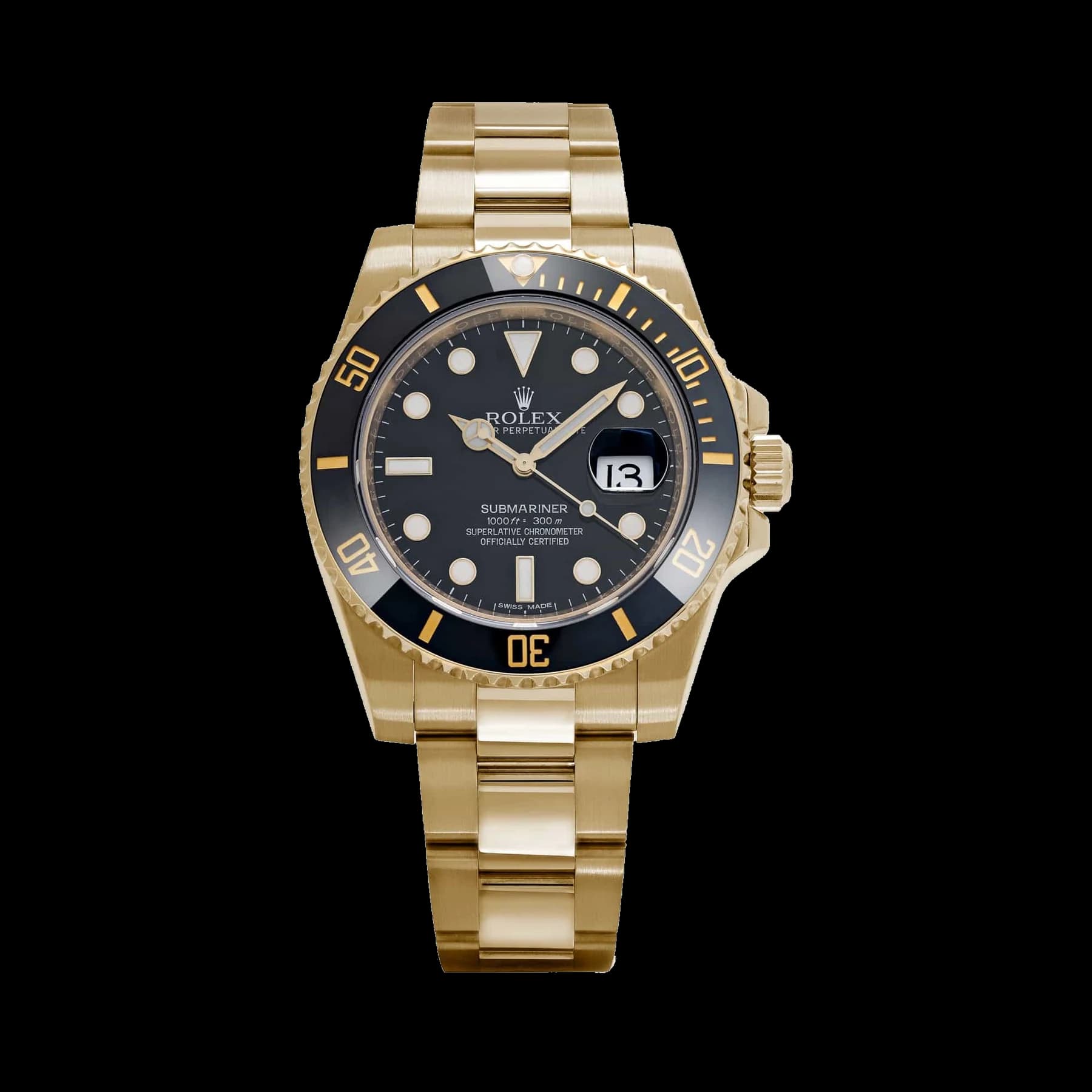 Rolex Submariner Date 116618LN Yellow Gold Black Dial
