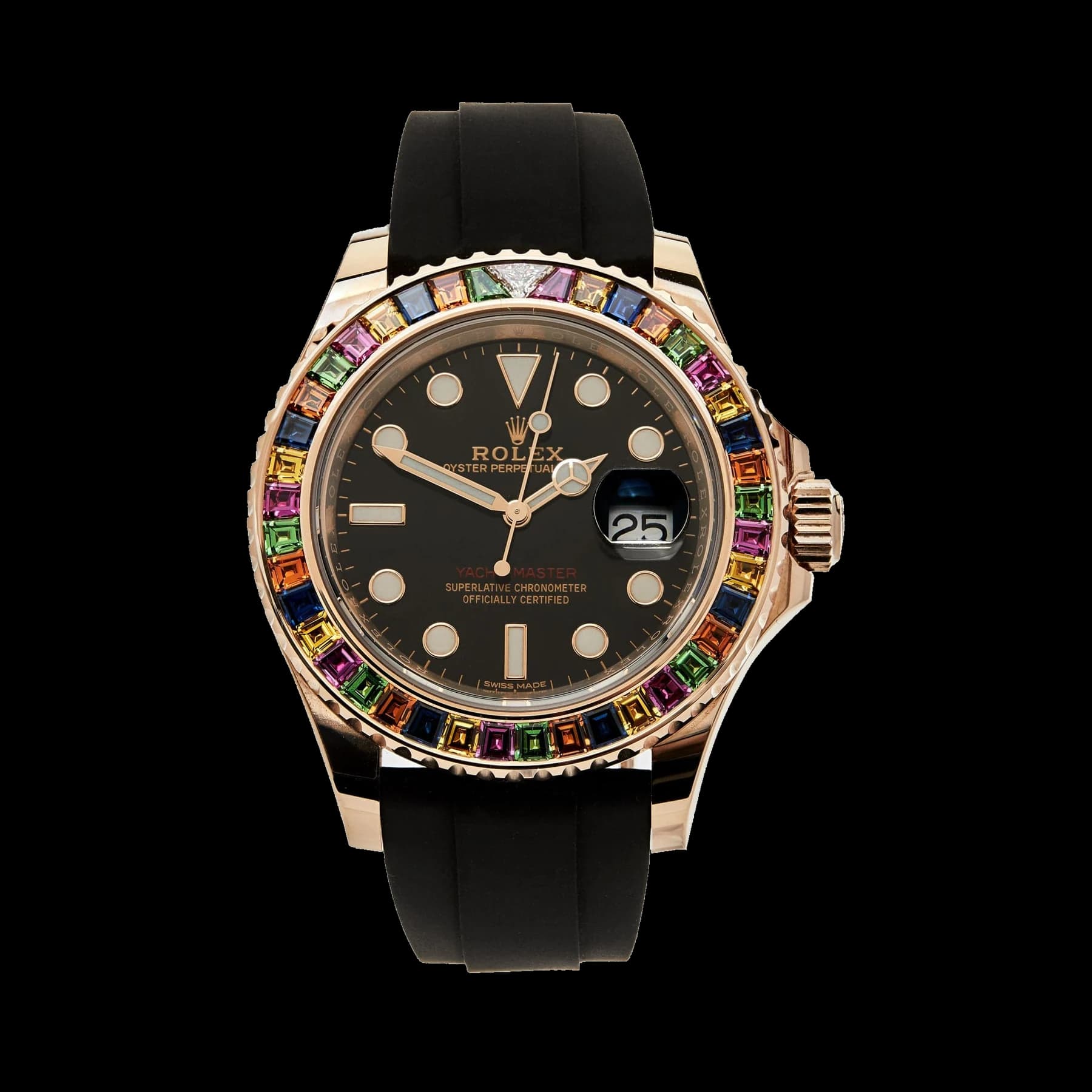 Rolex Yacht-Master 40 116695SATS Rose Gold Black Dial Rainbow Bezel