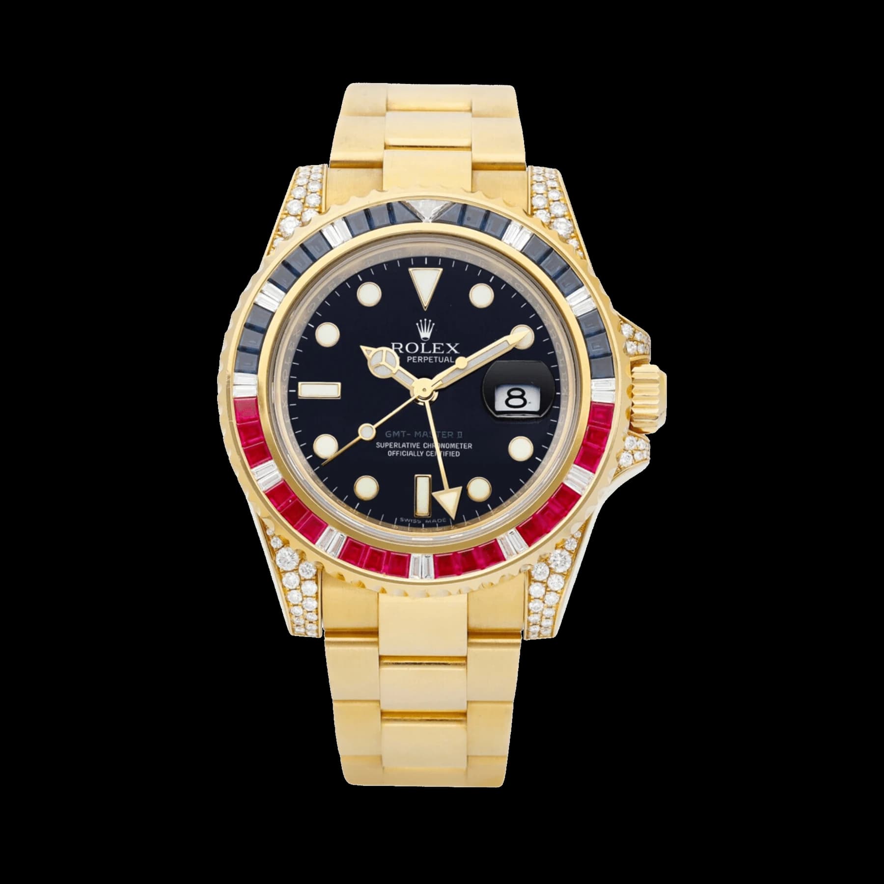 Rolex GMT-Master II 116758SARU Yellow Gold Black Dial