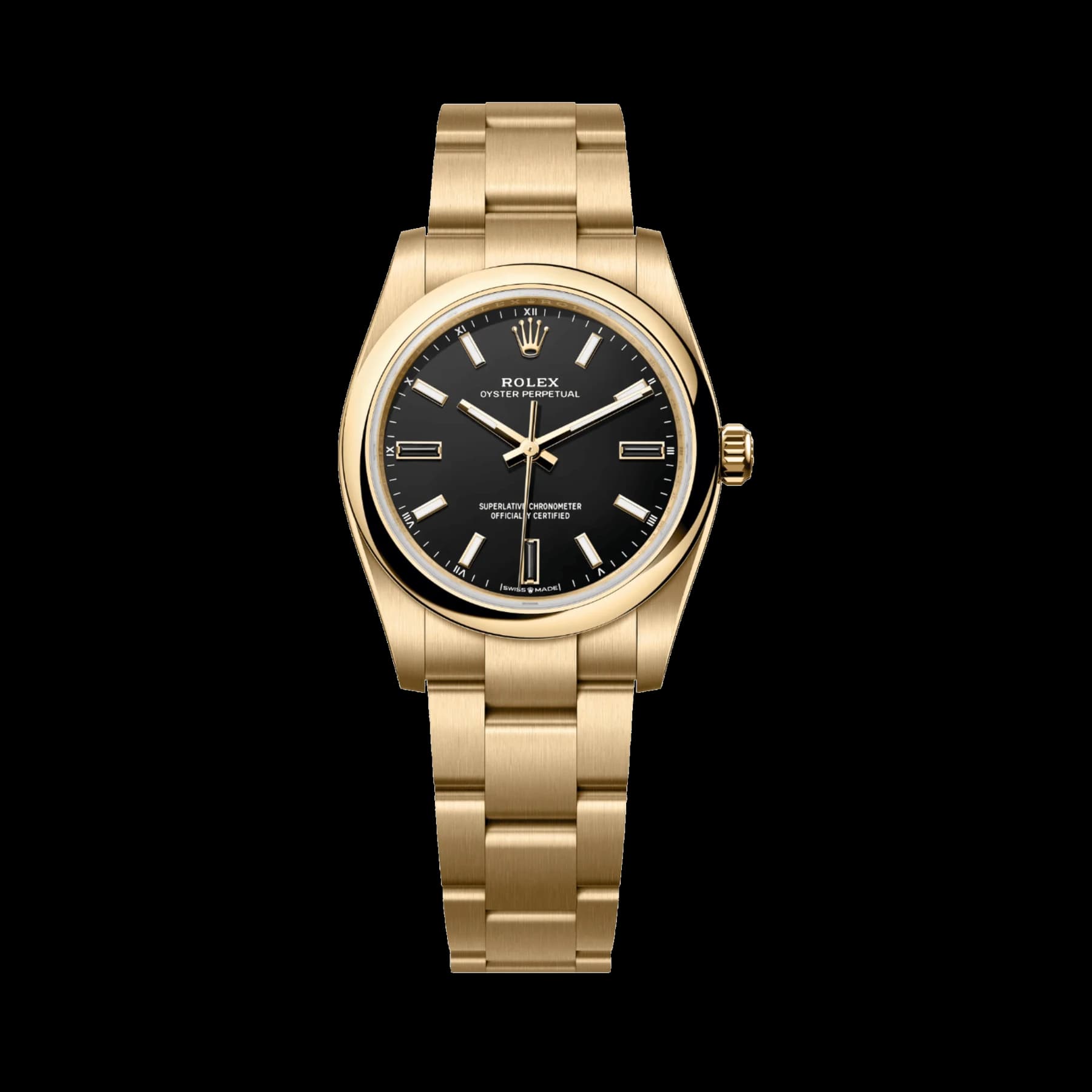 Rolex Oyster Perpetual 34 124208 Yellow Gold Black Dial (2026)