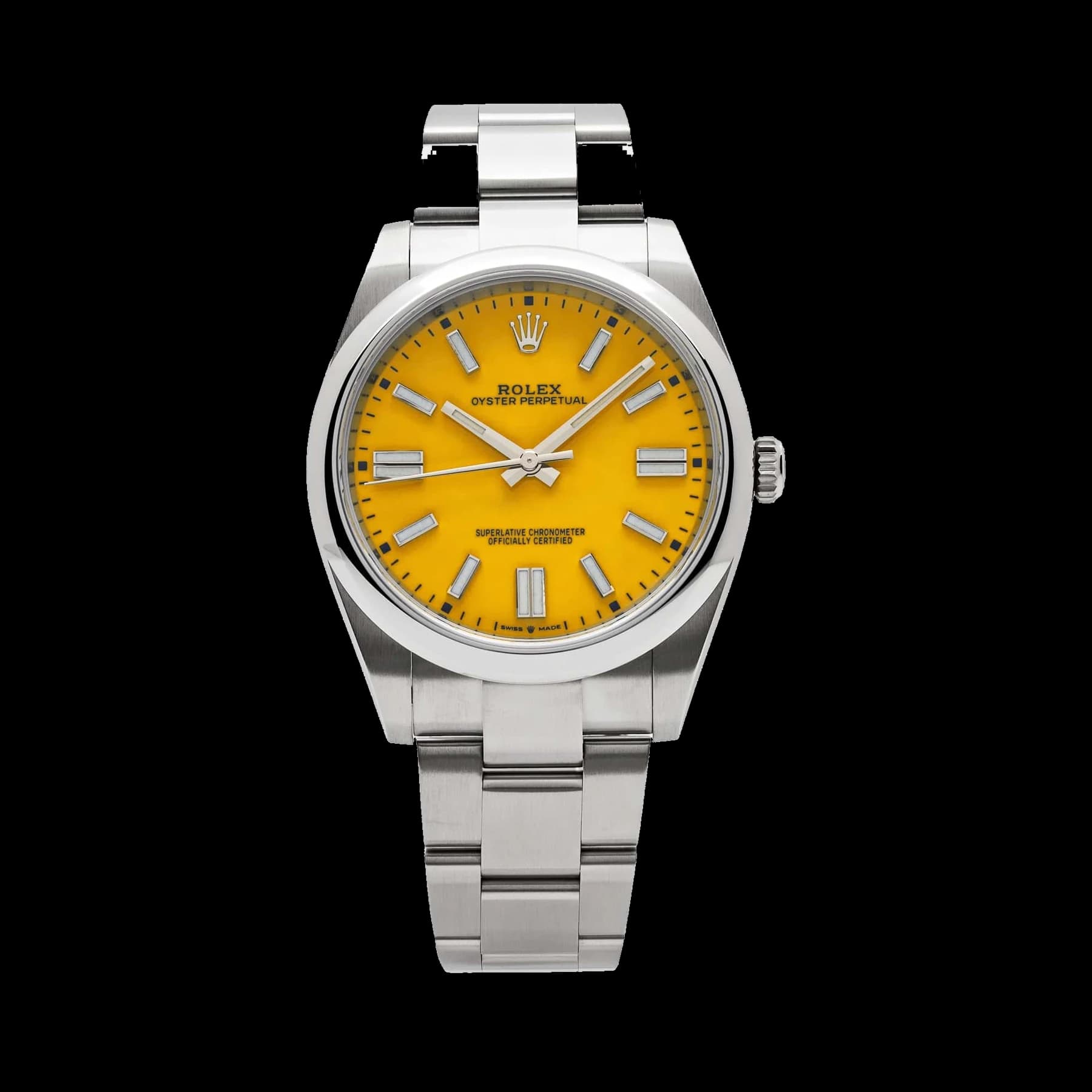 Rolex Oyster Perpetual 41 124300 Stainless Steel Yellow Dial