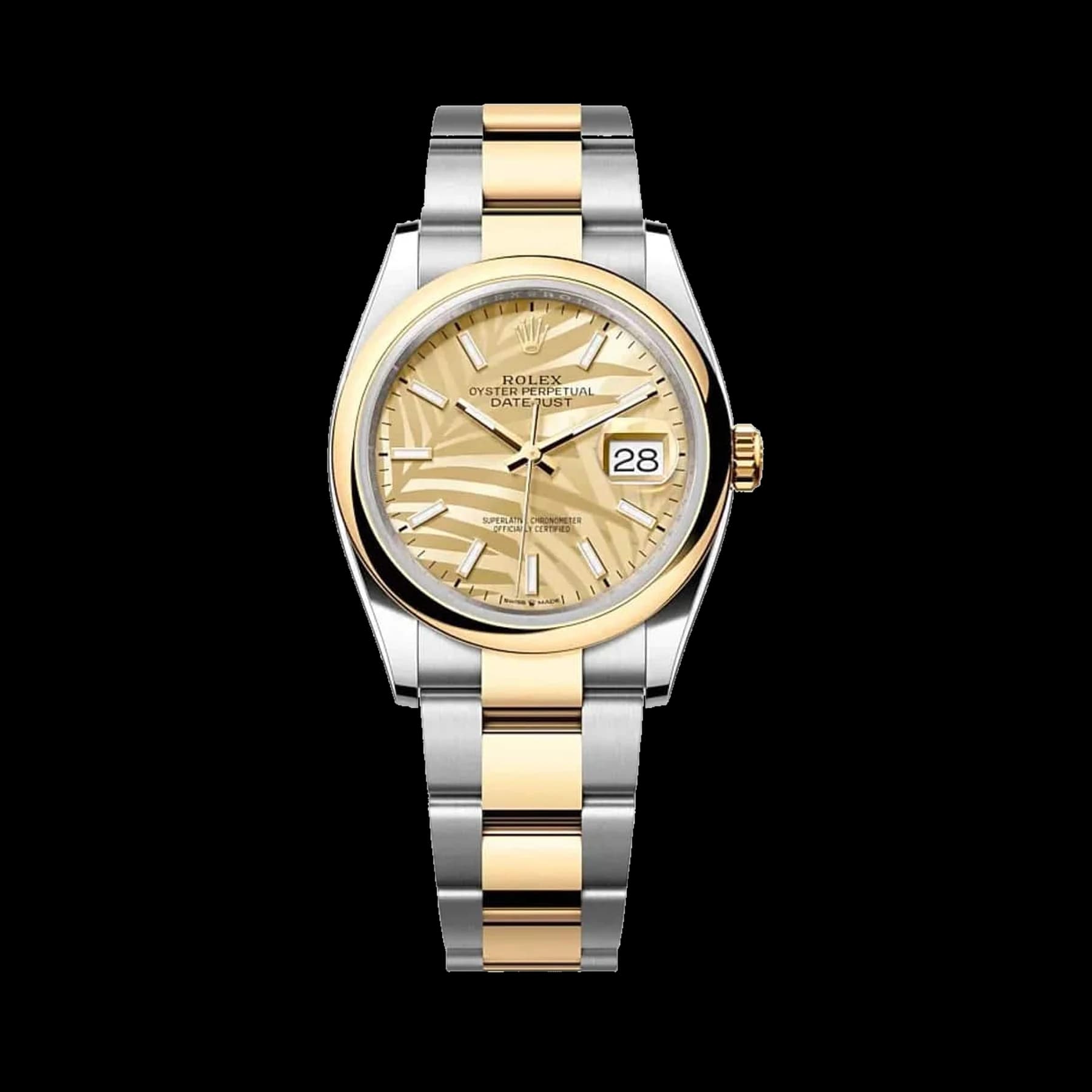 Rolex Datejust 36 126203 Stainless Steel Yellow Gold Palm Motif Dial