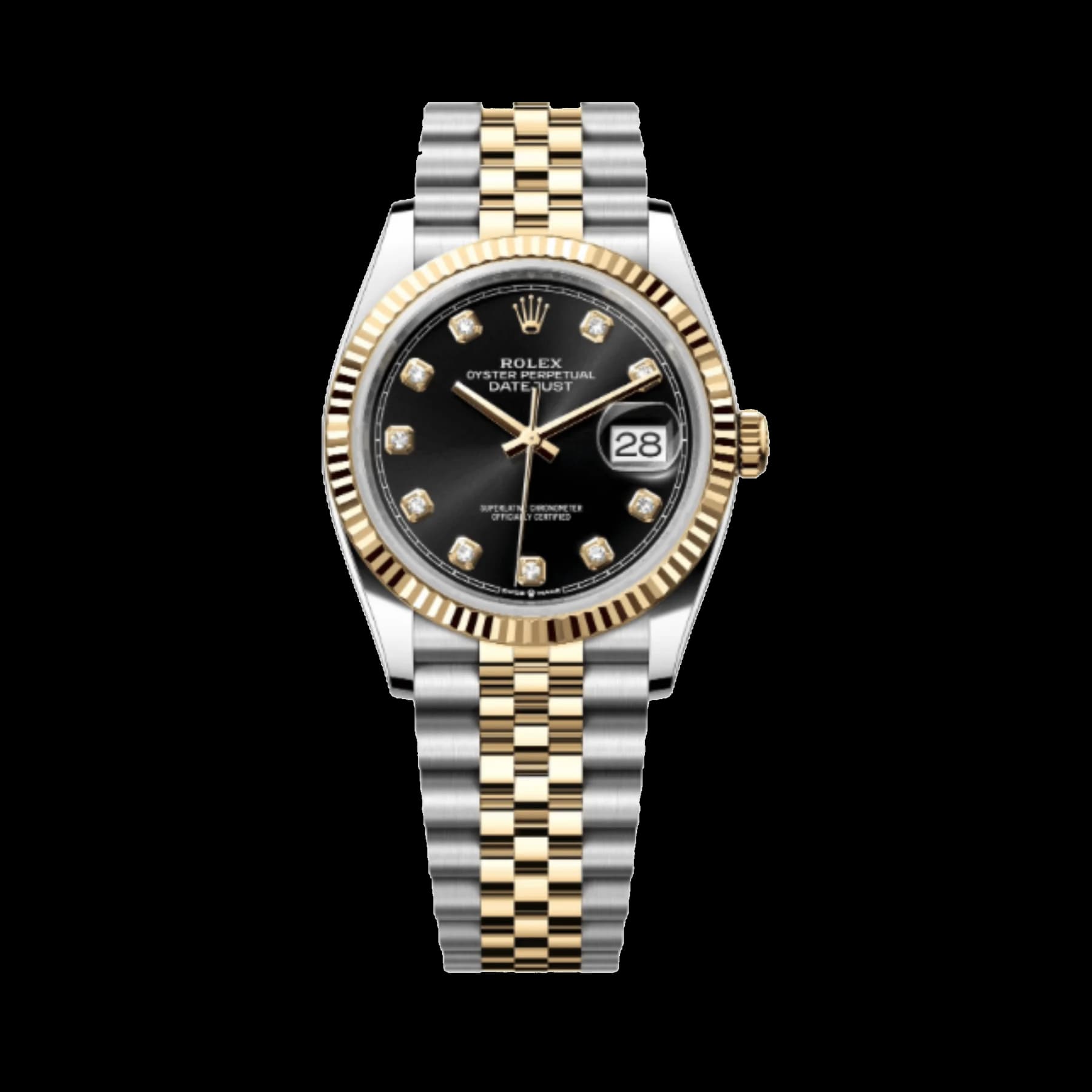 Rolex Datejust36 126233 Stainless Steel Yellow Gold Black Diamond Dial Jubilee (2025)