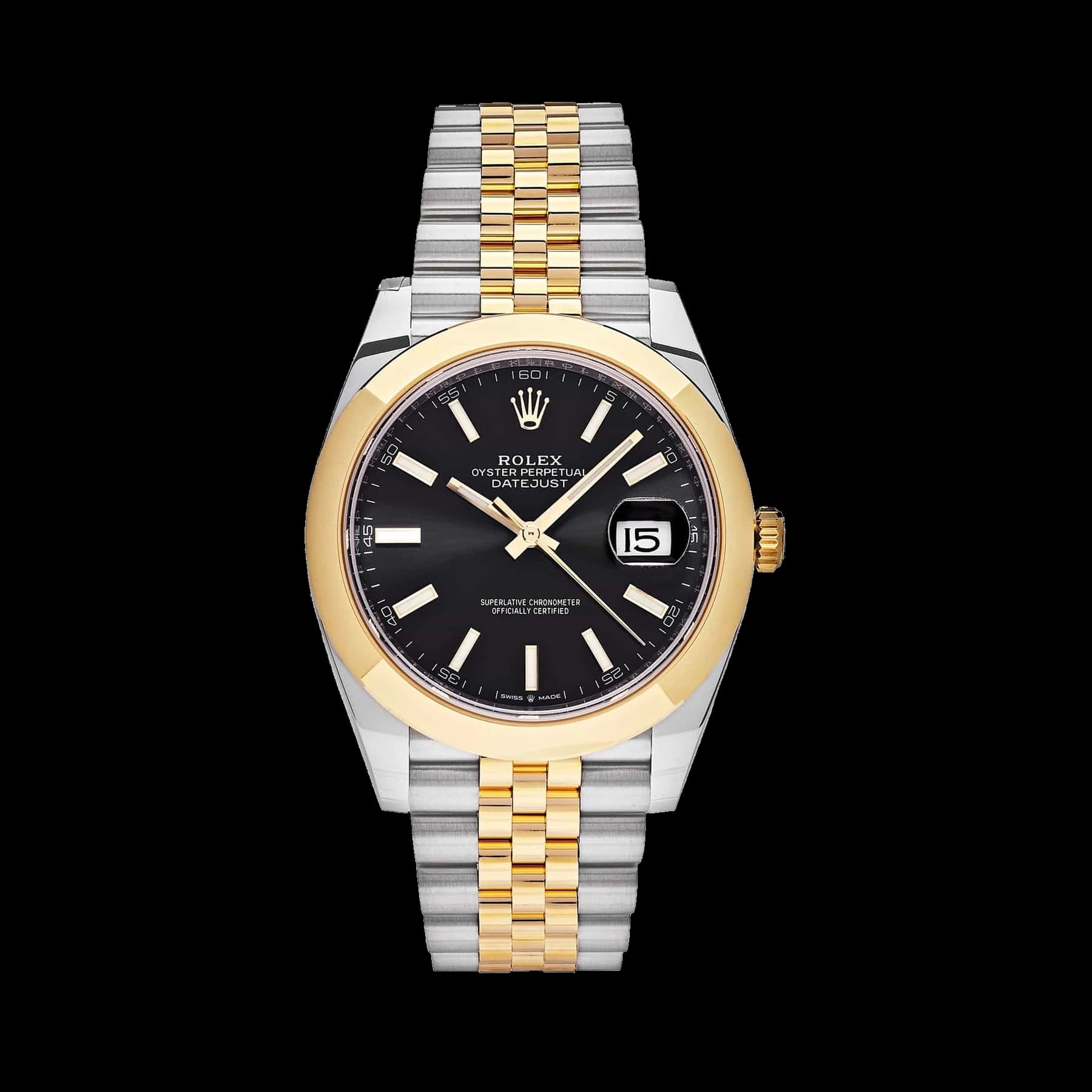 Rolex Datejust 41 126303 Stainless Steel Yellow Gold Black Dial Jubilee