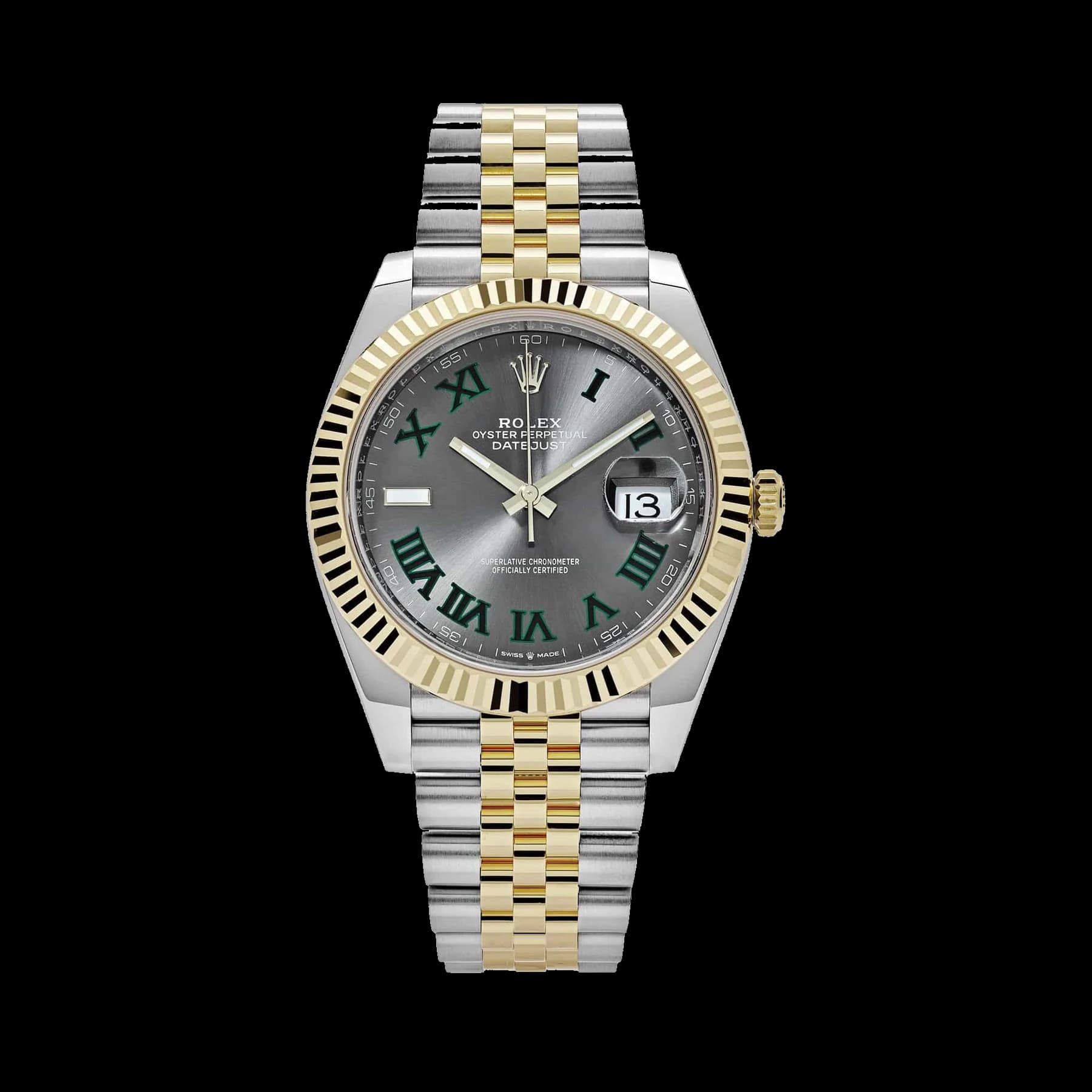 Rolex Datejust 41 126333 Wimbledon Yellow Gold Stainless Steel Slate Dial Jubilee