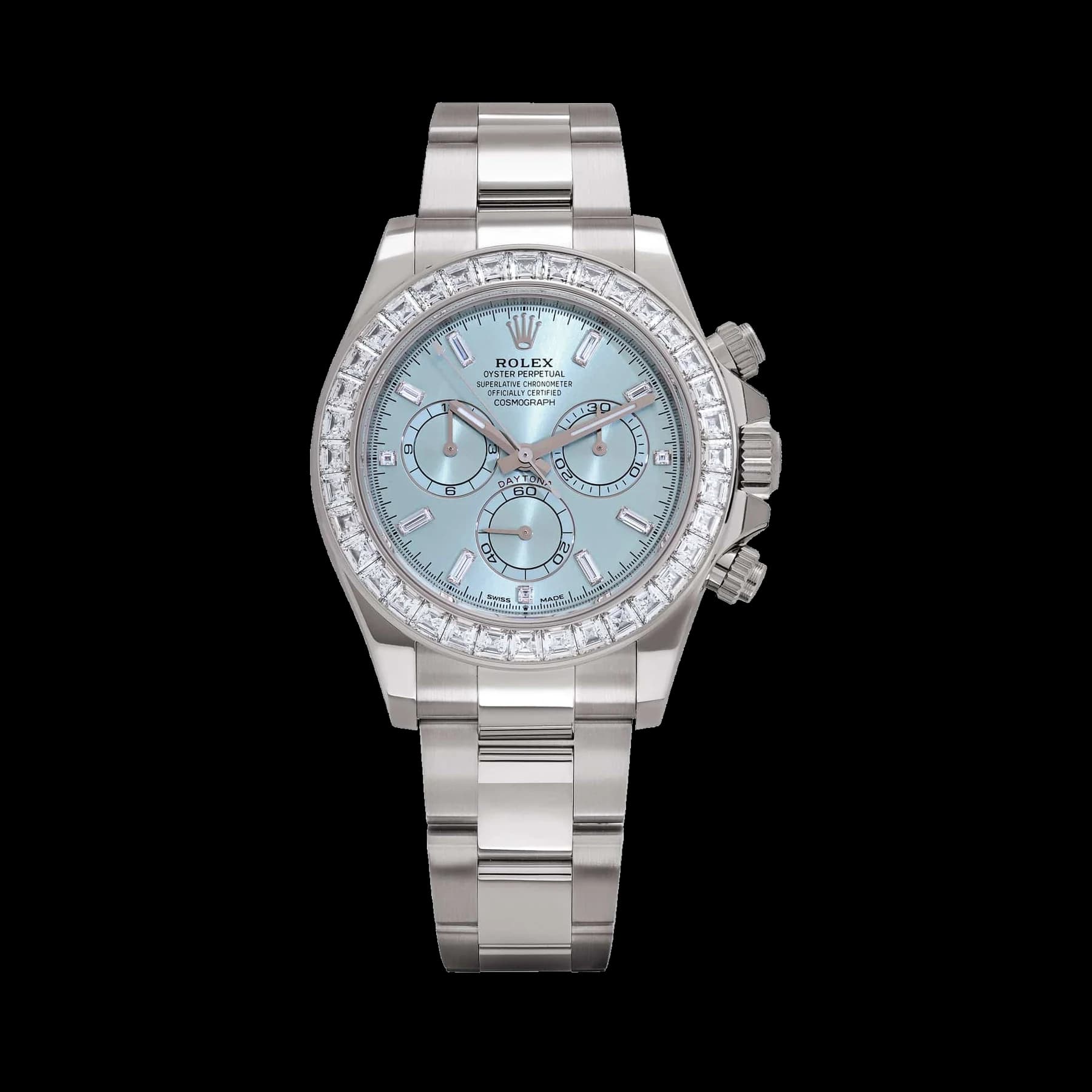 Rolex Daytona 126576TBR Platinum Ice Blue Diamond Dial Diamond Bezel