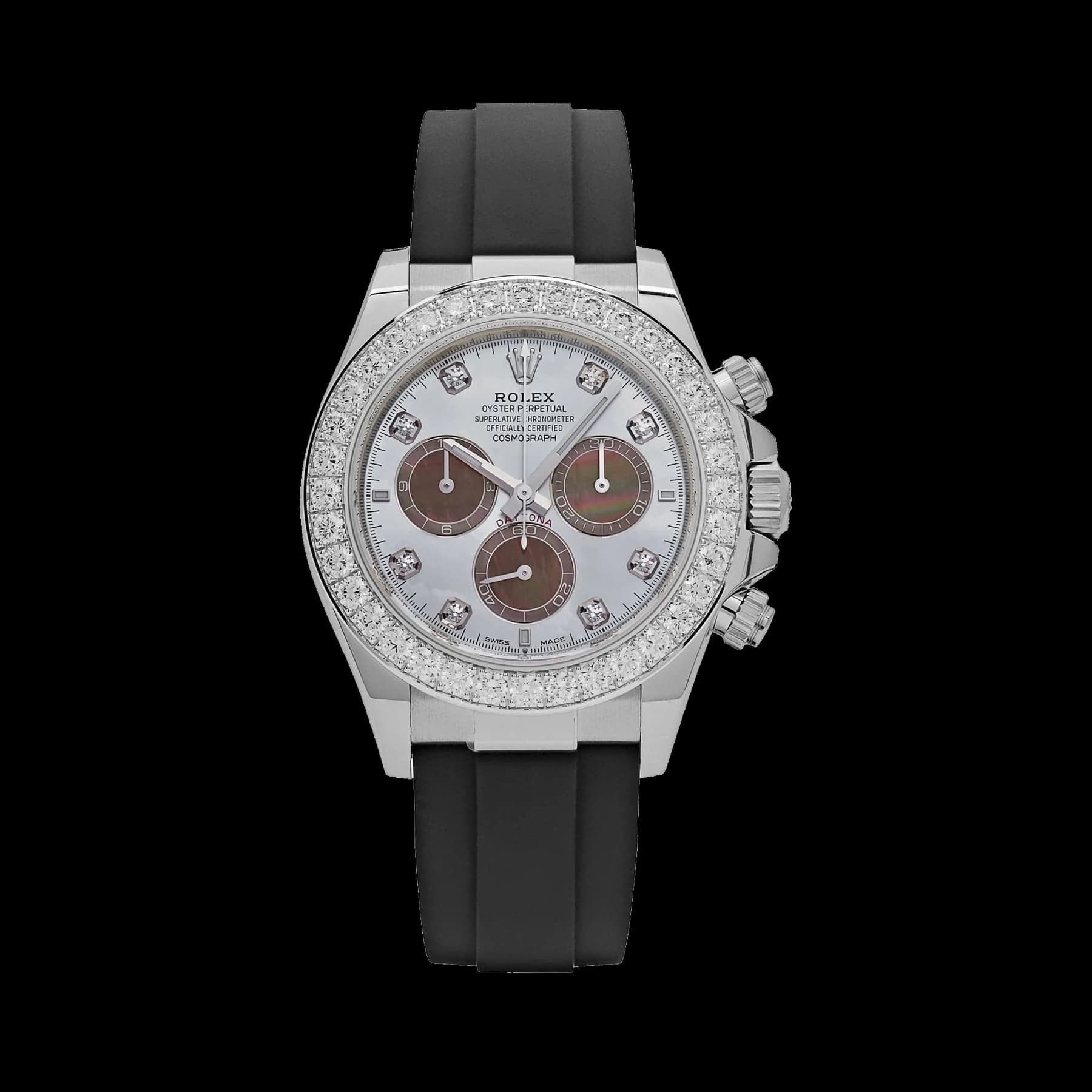 Rolex Daytona 126589RBR White Gold Diamond Mother of Pearl Dial Diamond Bezel