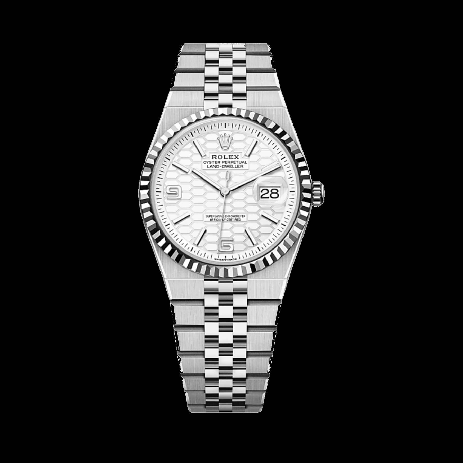Rolex Land-Dweller 127234 Stainless Steel White Gold Intense White Dial (2025)