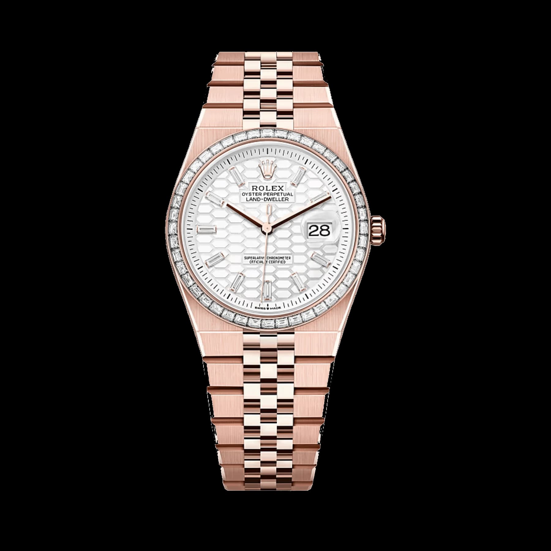 Rolex Land-Dweller 127285TBR Rose Gold Intense White Dial Diamond Bezel (2025)
