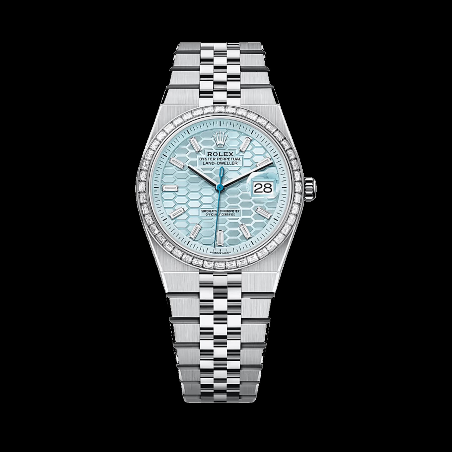 Rolex Land-Dweller 127286TBR Platinum Ice Blue Dial Diamond Bezel (2025)
