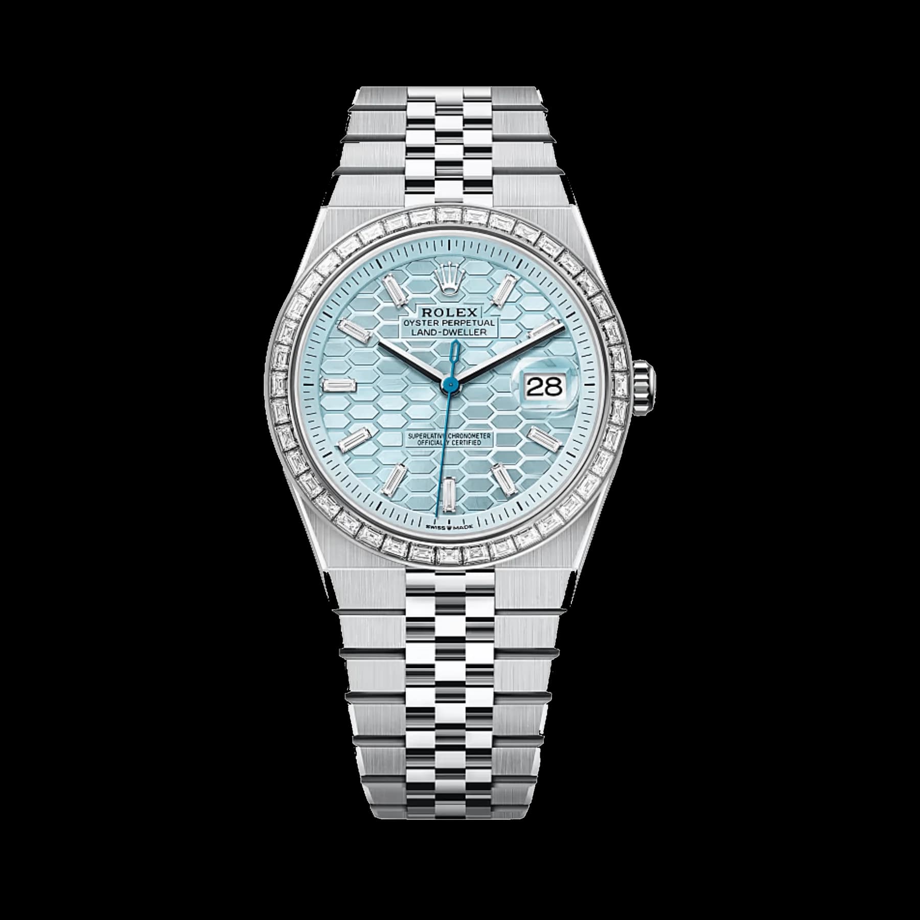 Rolex Land-Dweller 127386TBR Platinum Ice Blue Dial Diamond Bezel (2025)