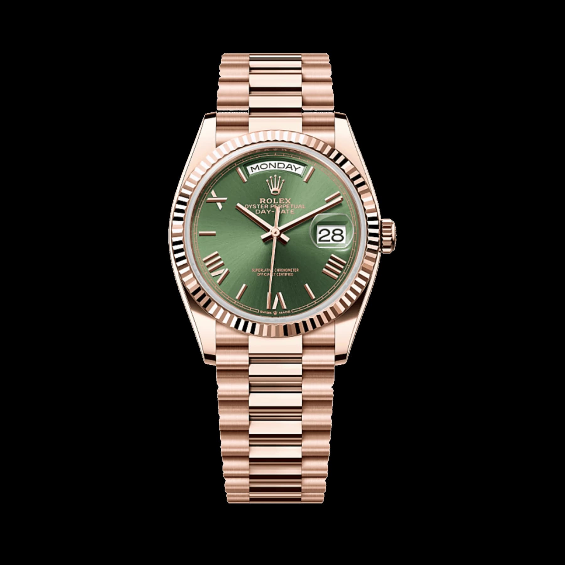 Rolex Day-Date 36 128235 Rose Gold Olive Green Dial (2025)