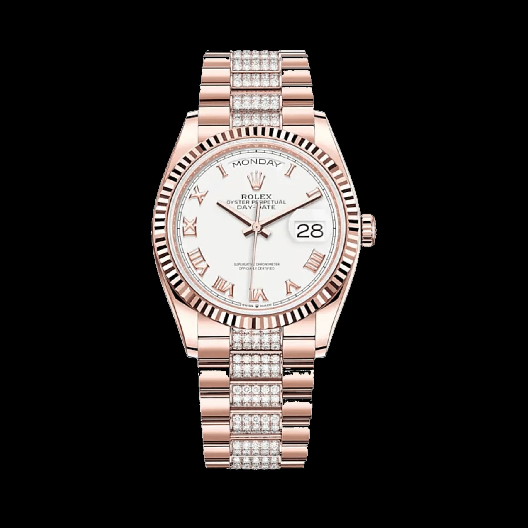 Rolex Day-Date 36 128235 Rose Gold White Dial