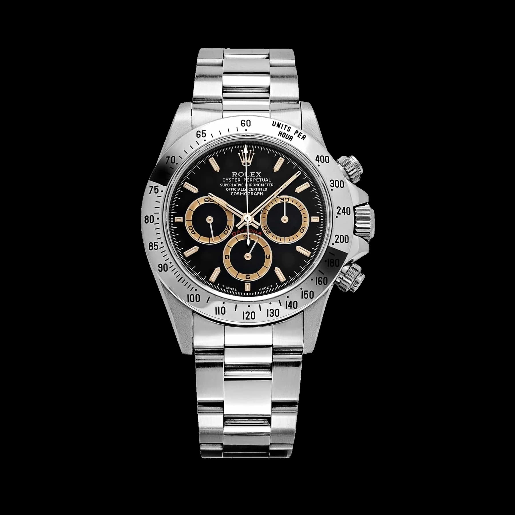 Rolex Daytona 16520 Stainless Steel Black Patrizzi Dial Zenith