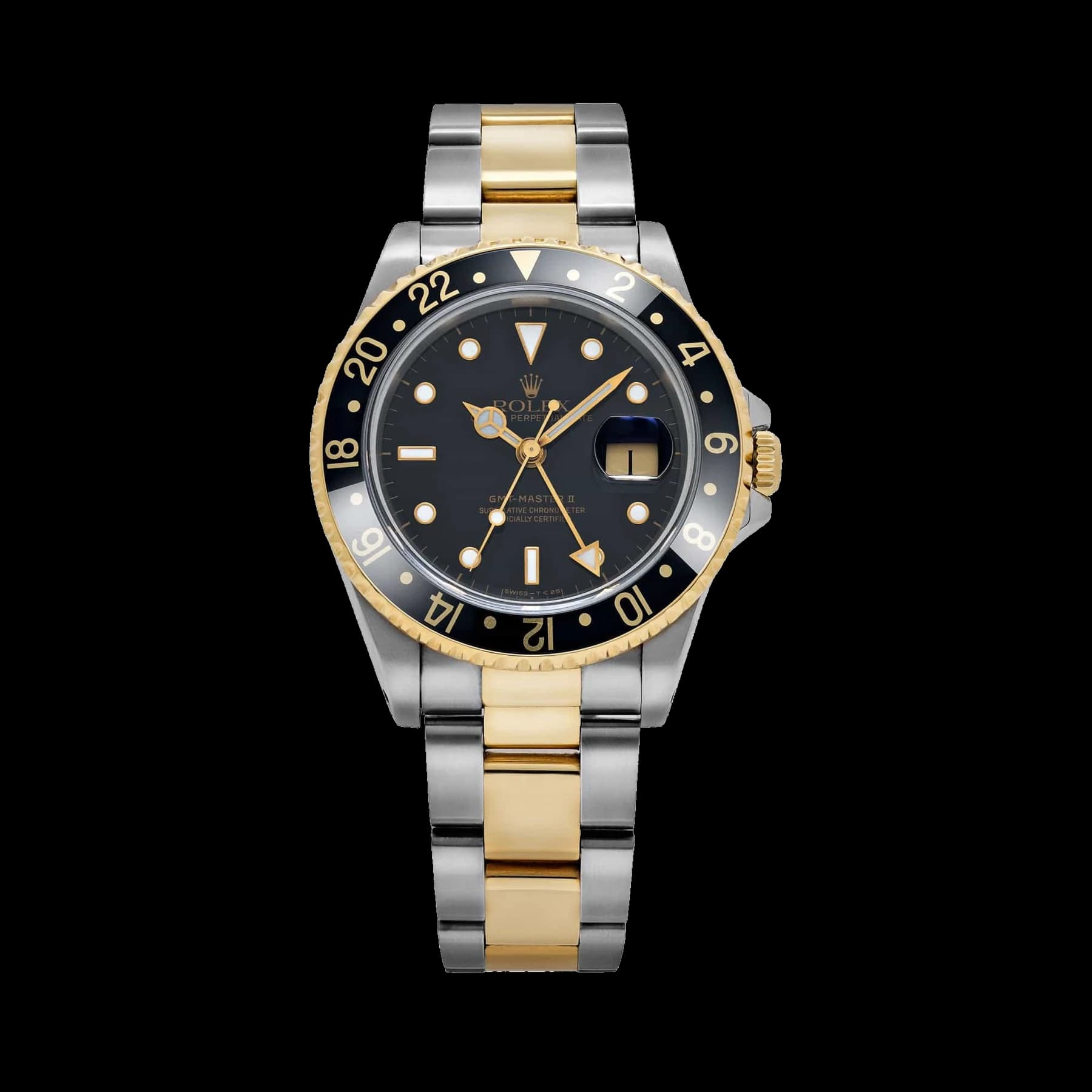 Rolex GMT-Master II 16713 Stainless Steel Yellow Gold Black Dial (1997)