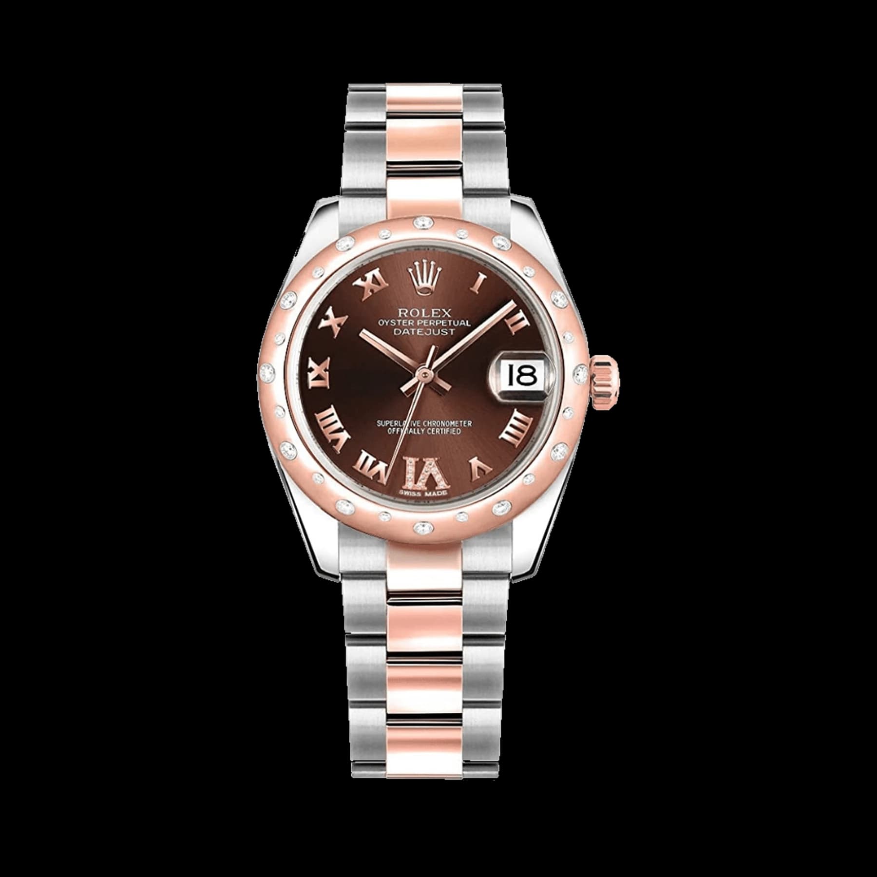 Rolex Datejust 31 178341 'Ladies' Rose Gold Stainless Steel Chocolate Dial