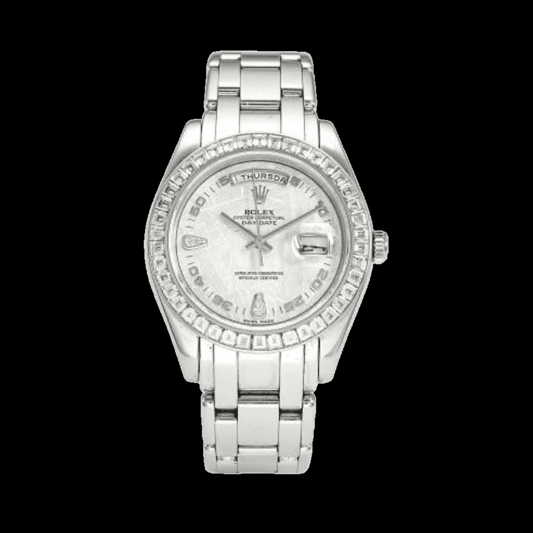 Rolex Day-Date 39 18956 Platinum Meteorite Dial Diamond Bezel