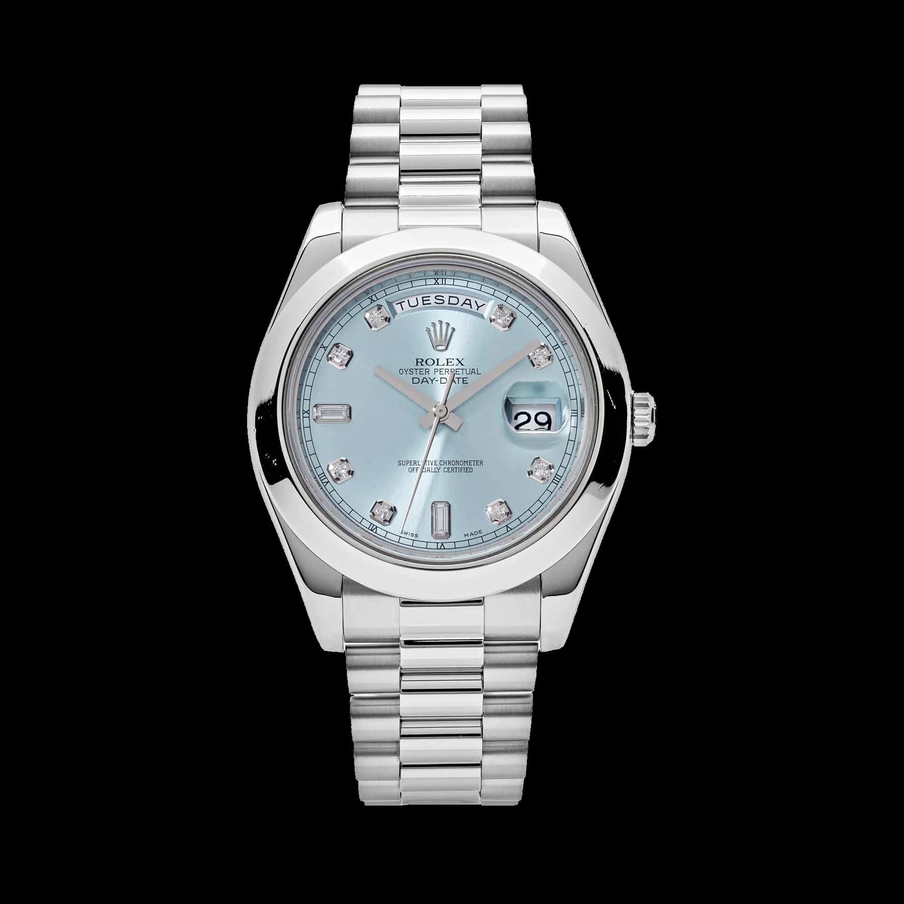 Rolex Day-Date II 218206 Platinum Blue Diamond Dial