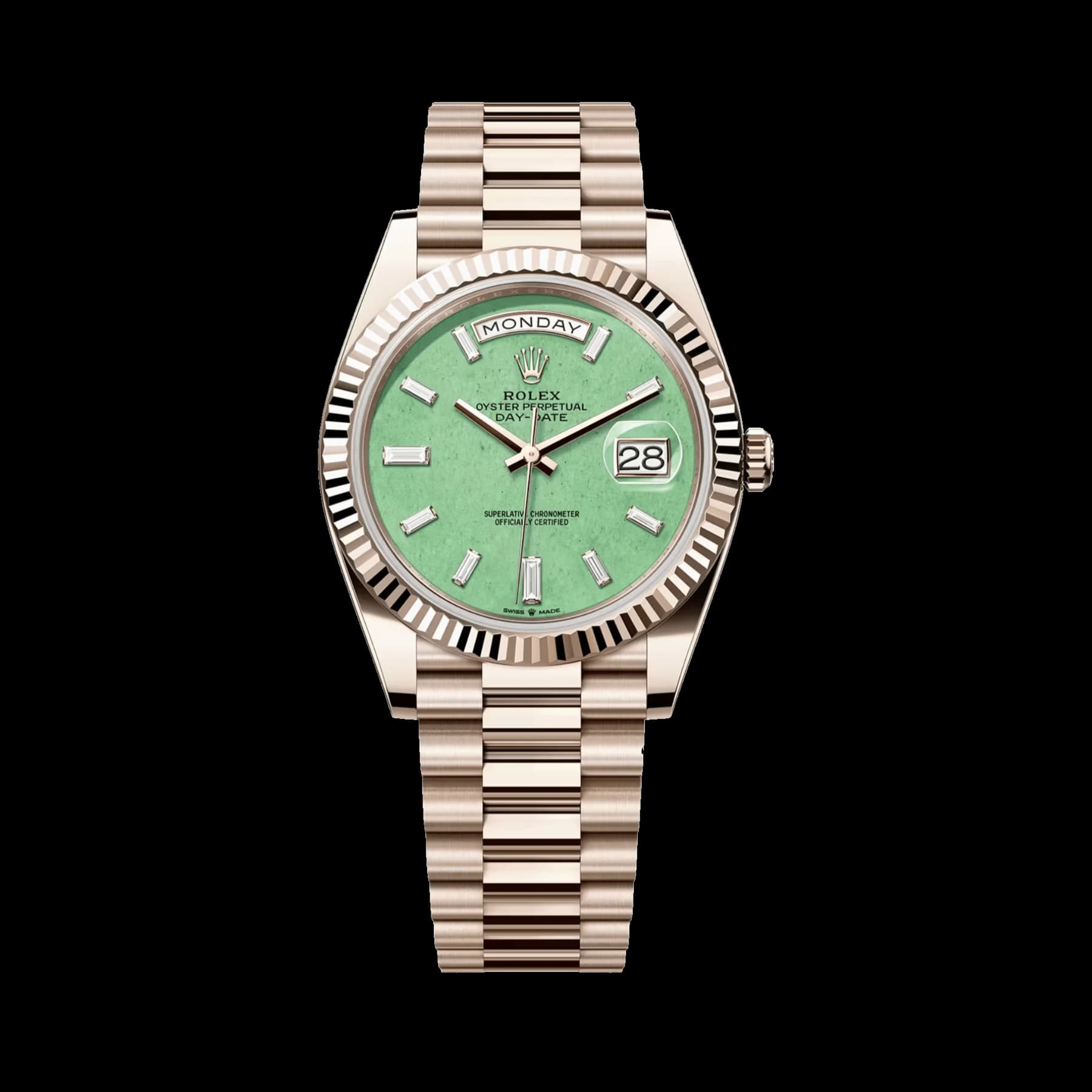 Rolex Day-Date 40 228235JG Jubilee Gold Light Green Aventurine Stone Diamond Baguette Dial (2026)