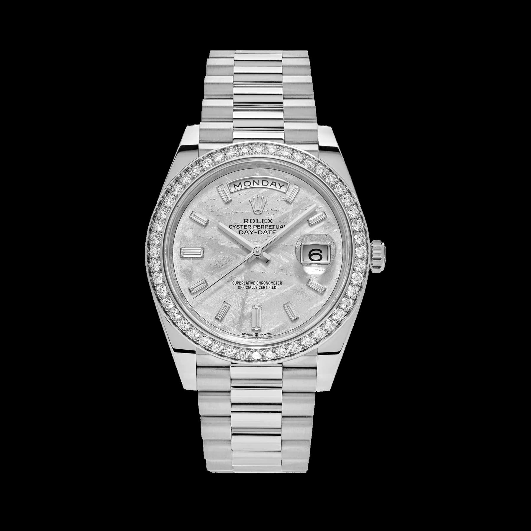 Rolex Day-Date 40 228349RBR White Gold Meteorite Dial Diamond Set