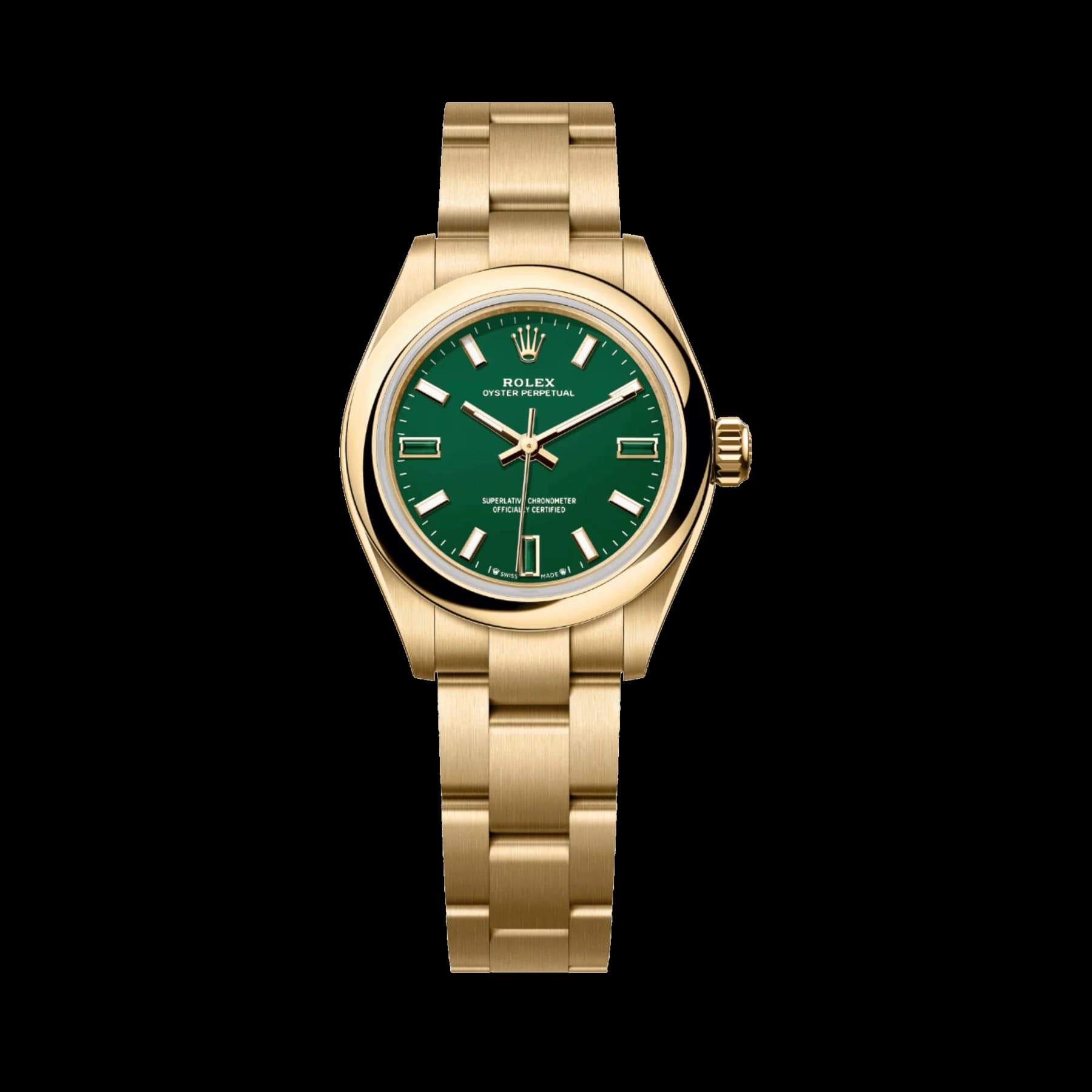 Rolex Oyster Perpetual 28 276208 'Ladies' Yellow Gold Green Stone Dial (2026)