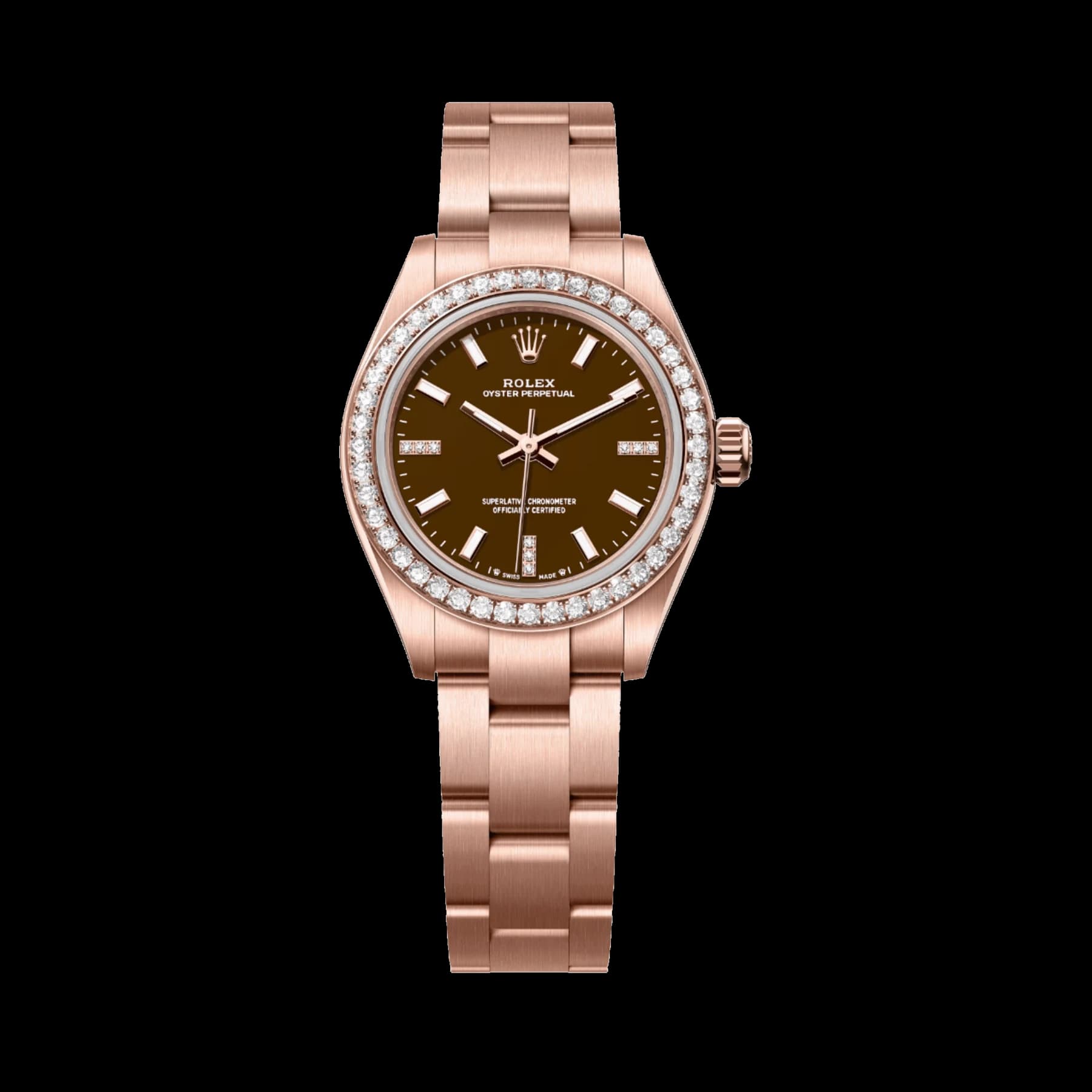 Rolex Oyster Perpetual 28 276245RBR 'Ladies' Rose Gold Brown Stone Diamond Dial Diamond Bezel (2026)