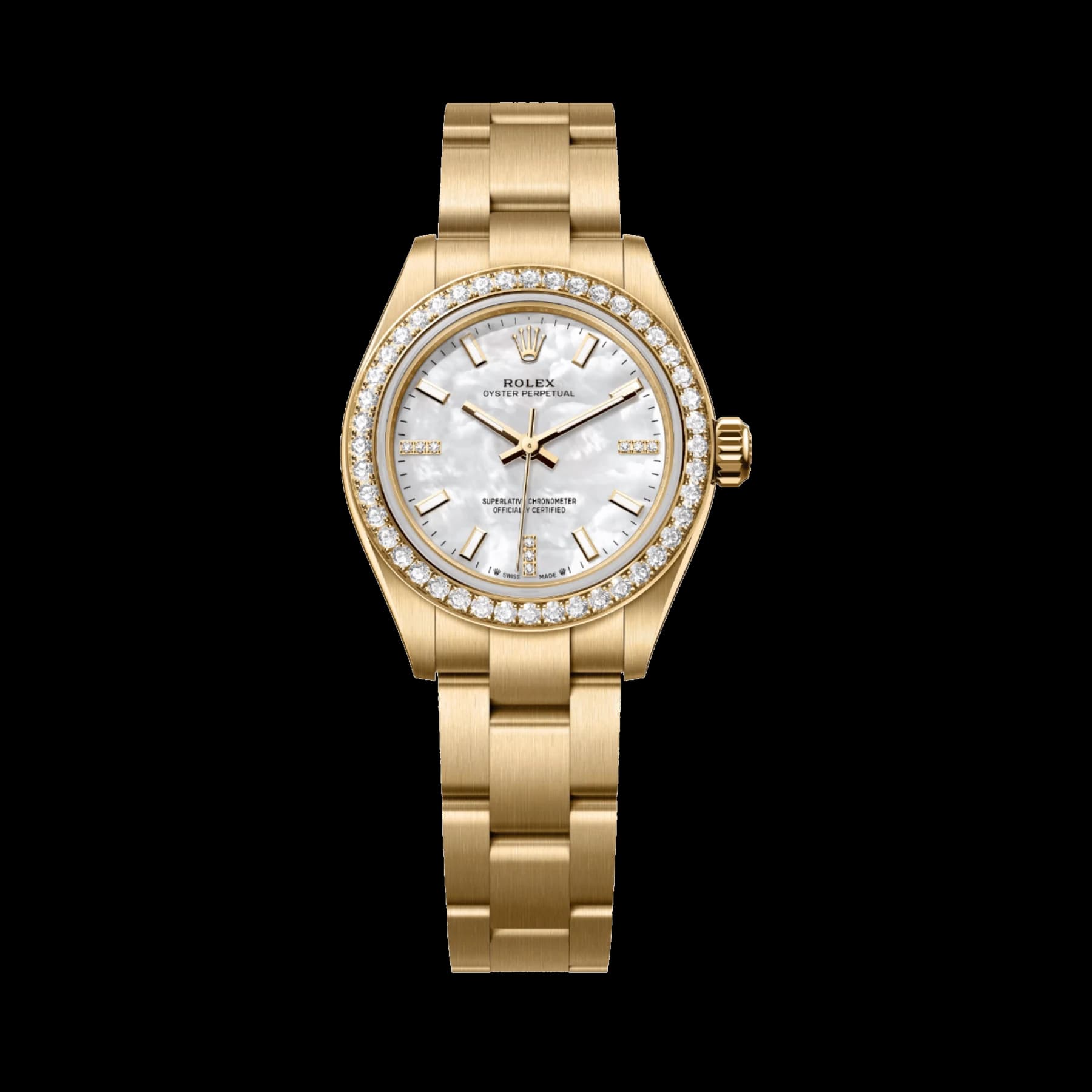 Rolex Oyster Perpetual 28 276248RBR 'Ladies' Yellow Gold Mother Of Pearl Diamond Dial Diamond Bezel (2026)