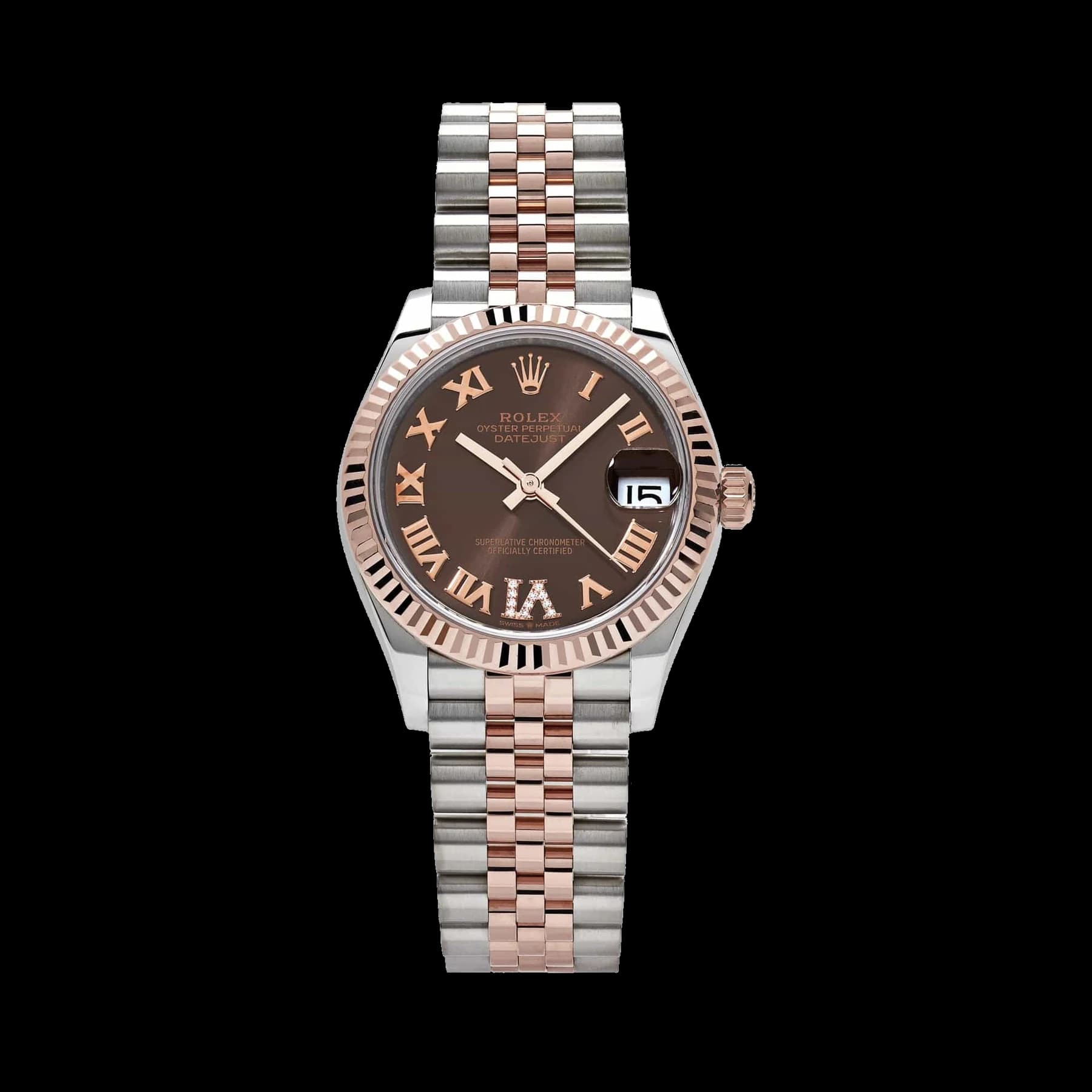 Rolex Datejust 31 278271 'Ladies' Rose Gold Stainless Steel Roman Chocolate Dial Jubilee