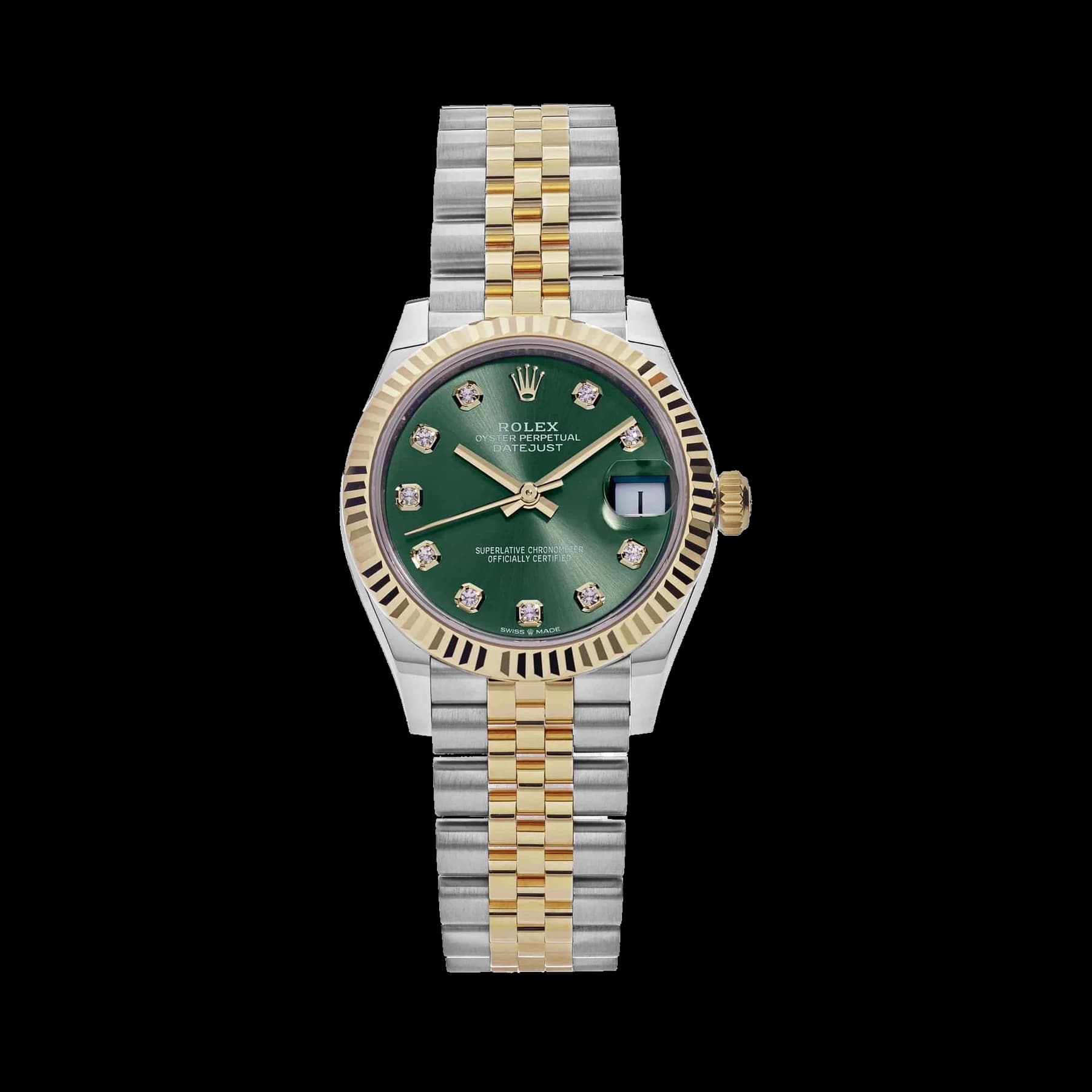 Rolex Datejust 31 278273 'Ladies' Stainless Steel Yellow Gold Olive Green Diamond Dial Jubilee (2026)