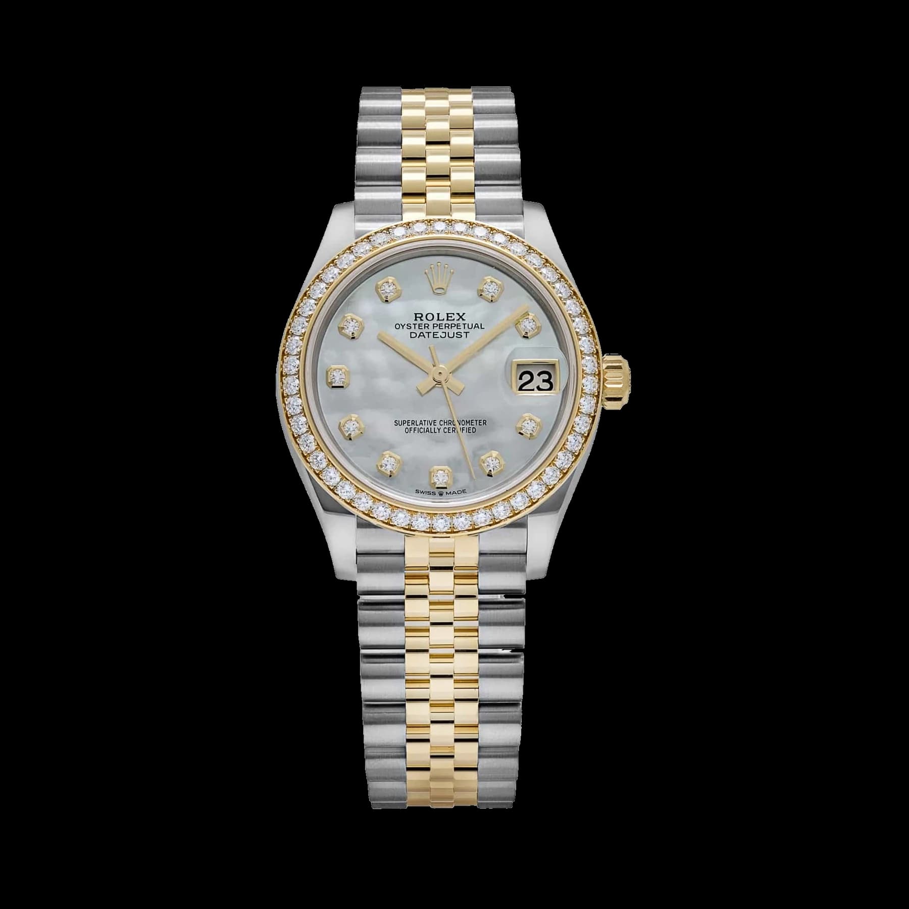 Rolex Datejust 31 278383RBR 'Ladies' Stainless Steel Yellow Gold Mother of Pearl Diamond Dial Diamond Bezel Jubilee (2026)