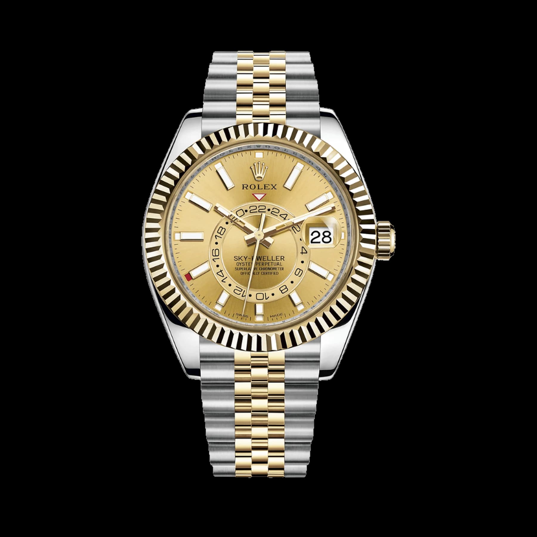 Rolex Sky-Dweller 326933 Stainless Steel Yellow Gold Champagne Dial