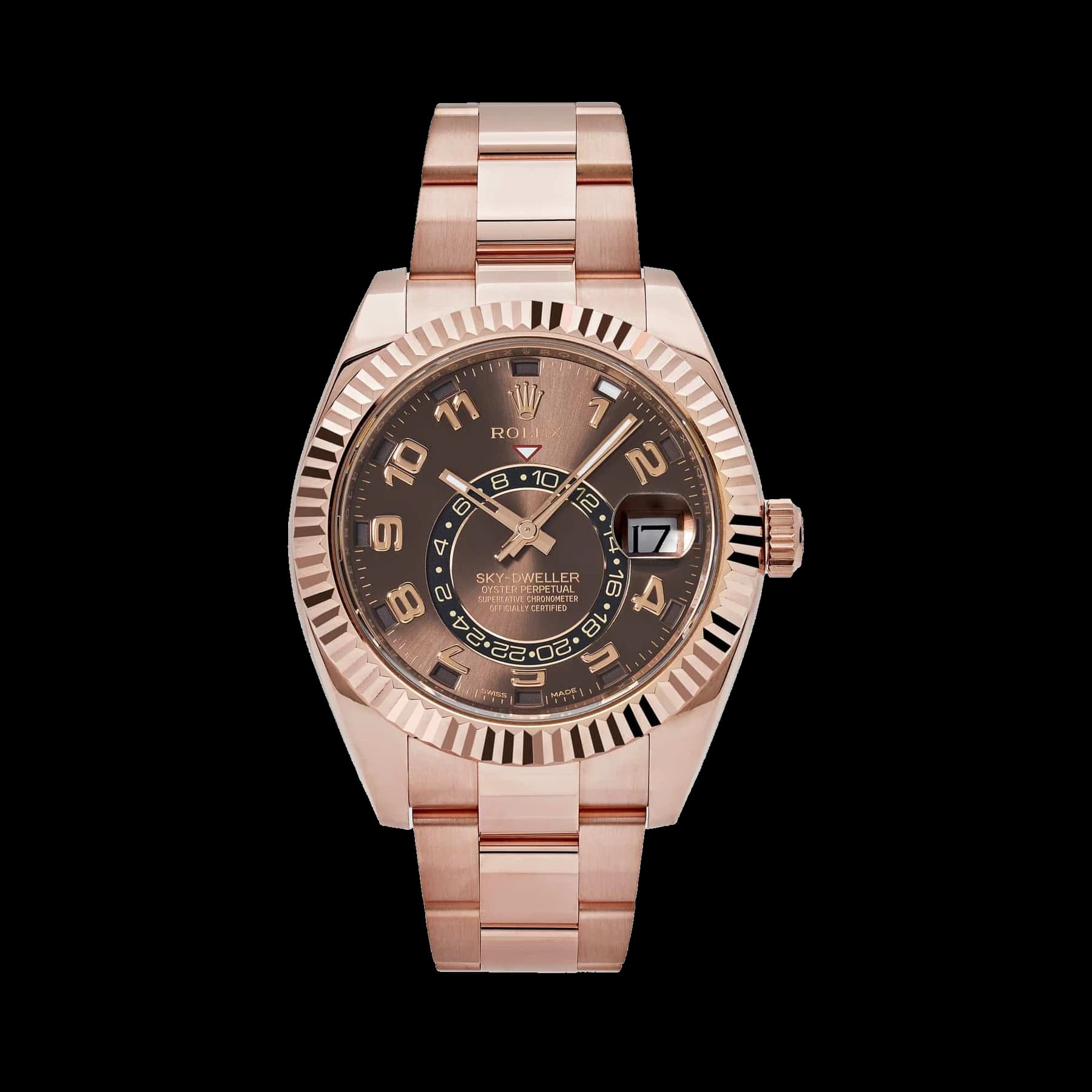 Rolex Sky-Dweller 326935 Rose Gold Chocolate Arabic Numeral Dial