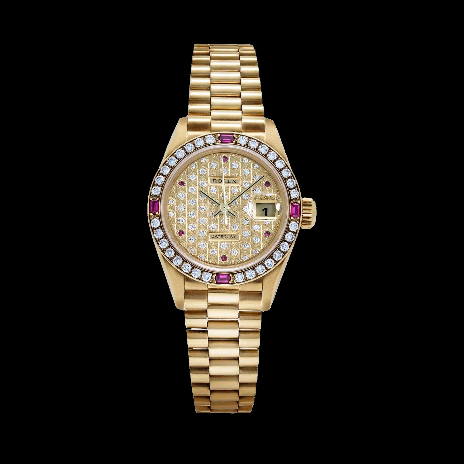 Rolex Datejust 79068 'Ladies' Yellow Gold Diamond Ruby Dial and Bezel (1995)