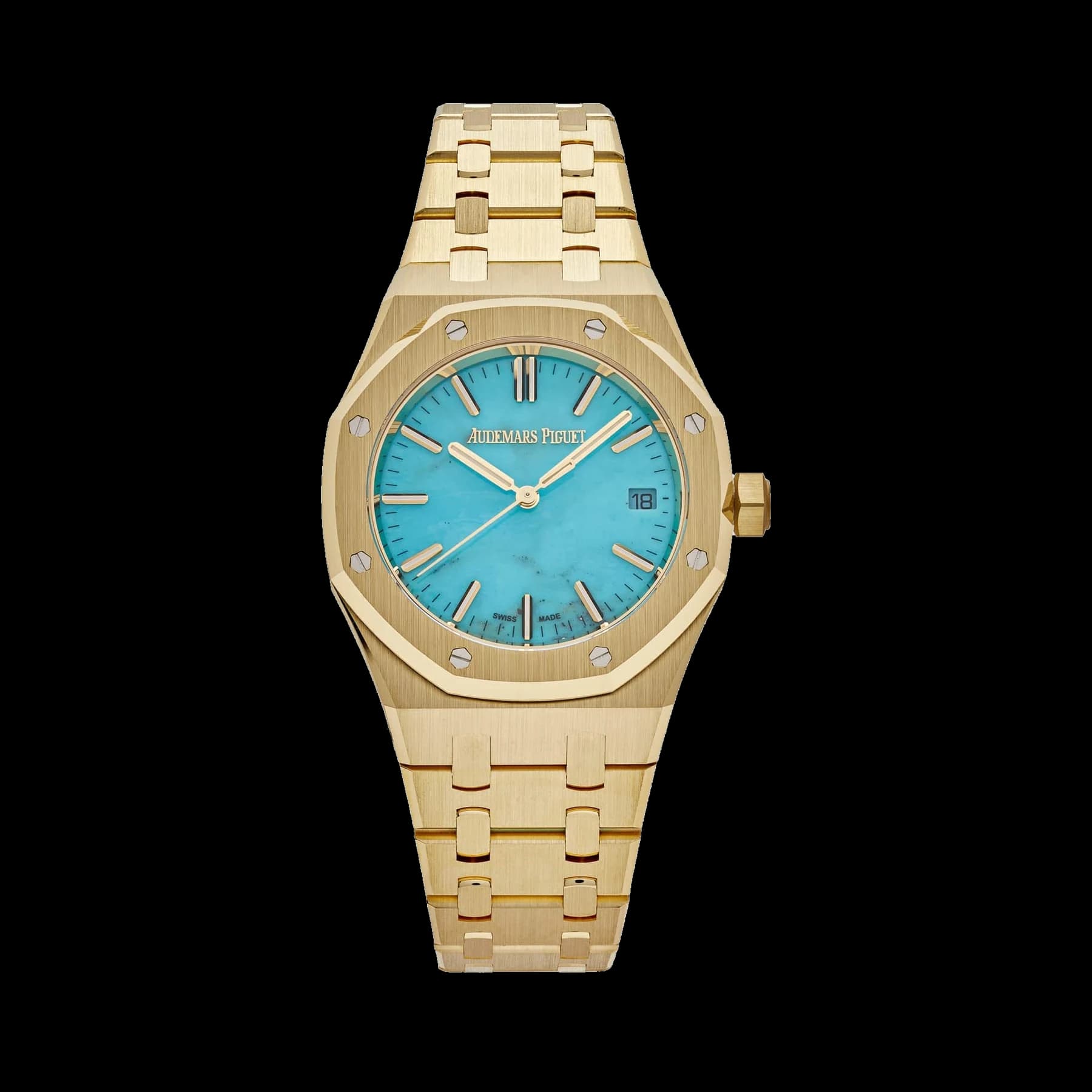 Audemars Piguet Royal Oak Selfwinding 15550BA.OO.1356BA.01 Yellow Gold Blue Turquoise Dial