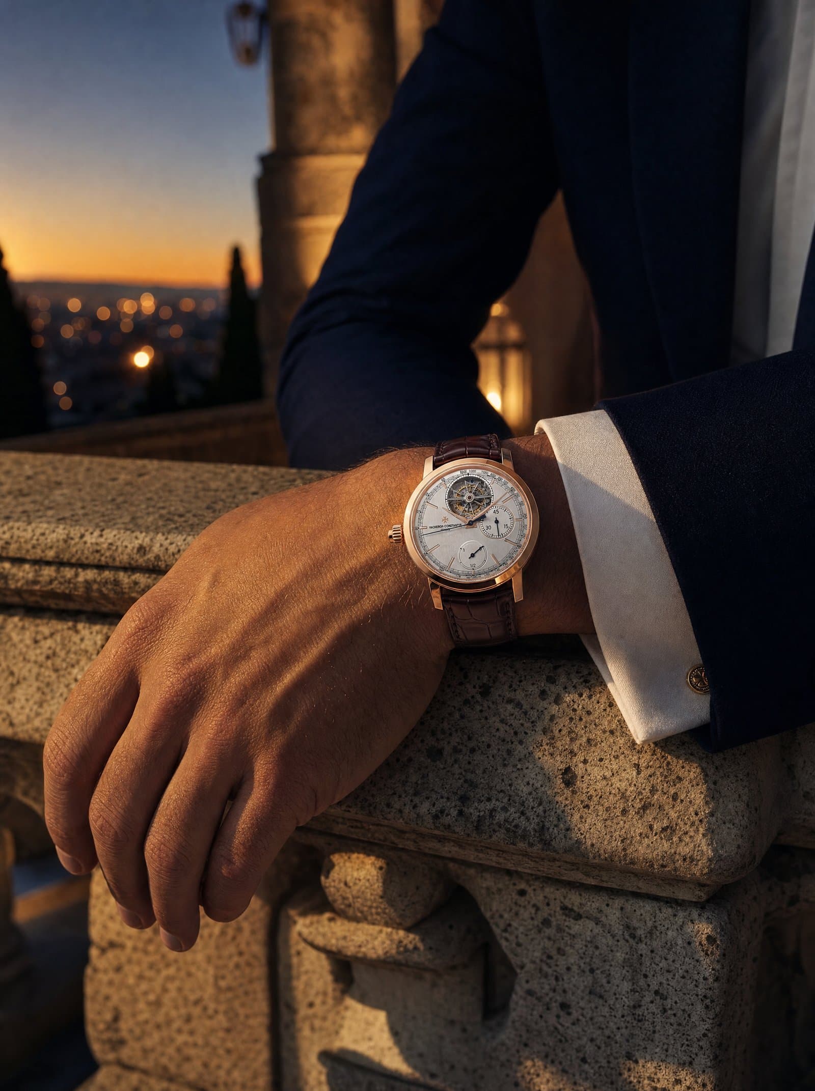 A rose-gold Traditionnelle at dusk