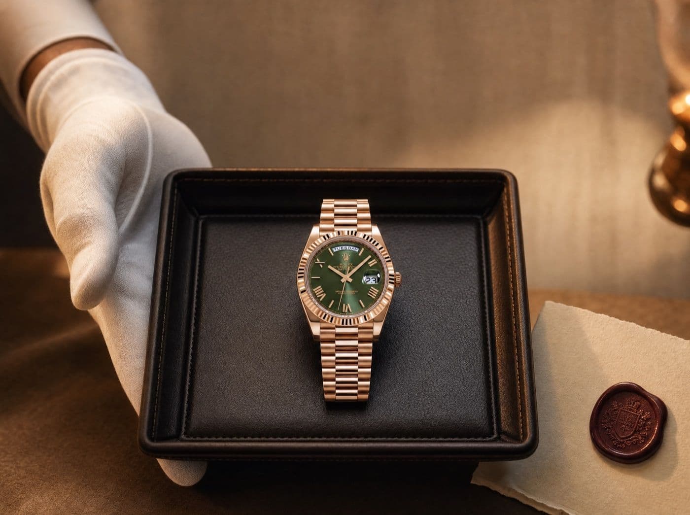 A timepiece presented on the concierge tray