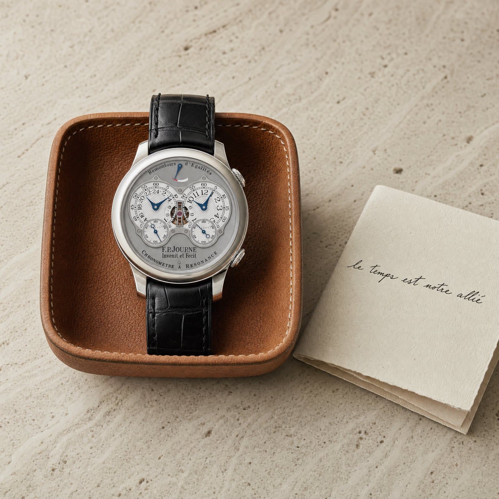 An F.P.Journe presented on the concierge tray