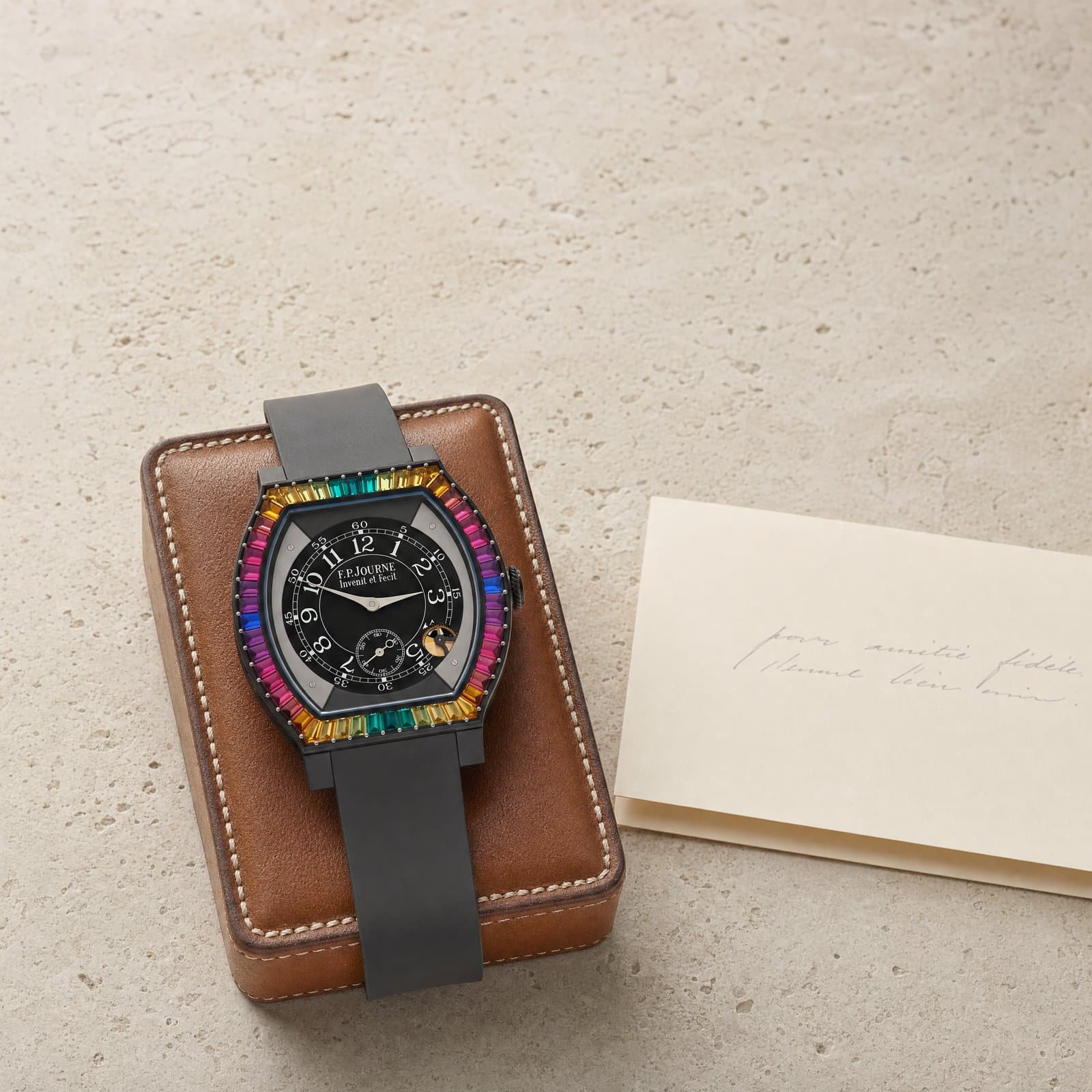F.P.Journe Élégante references together on travertine