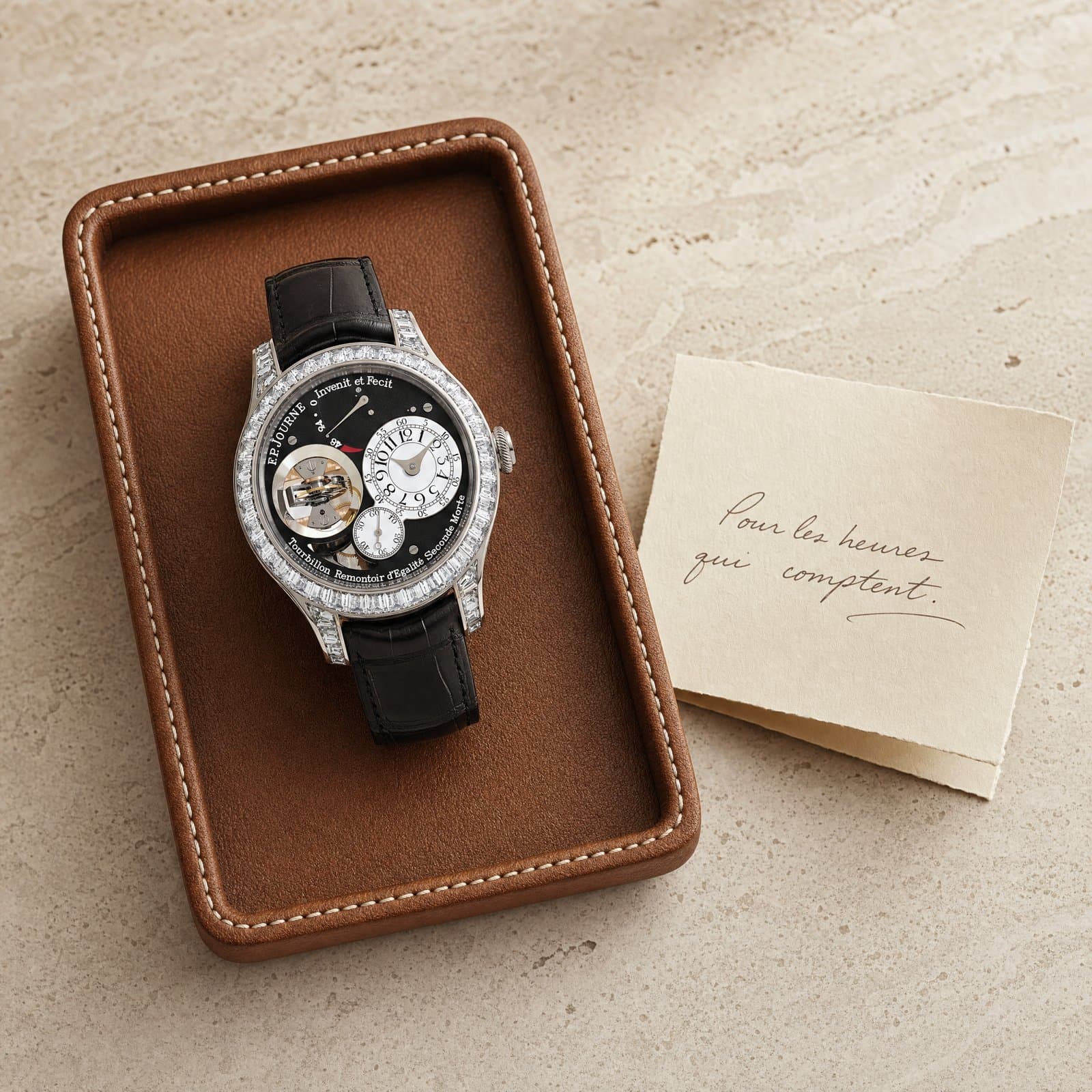 F.P.Journe Tourbillon references together on travertine