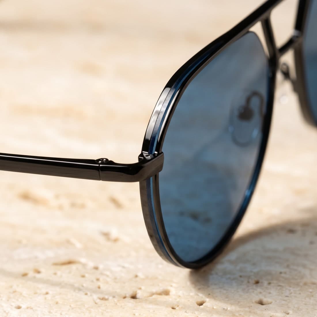 Hand-polished Italian acetate on travertine