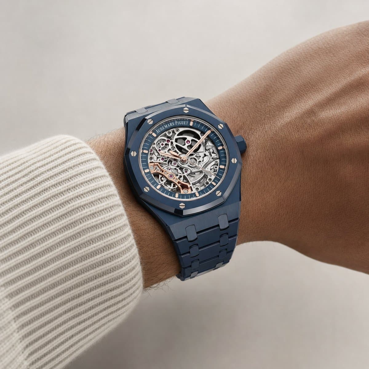 Audemars Piguet Royal Oak 15416CD.OO.1225CD.01 Double Balance Wheel Openworked Bleu Nuit Nuage 50 Blue Ceramic (2026) — worn