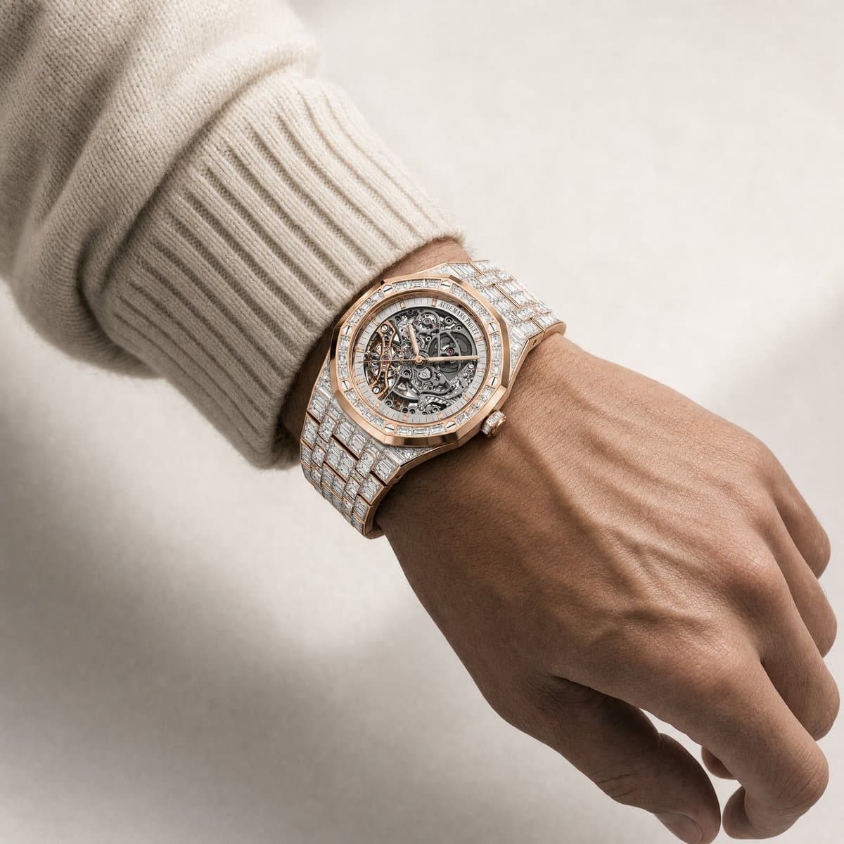 Audemars Piguet Royal Oak 15417OR.ZZ.1267OR.01.A Double Balance Wheel Openworked Baguette Bezel — worn