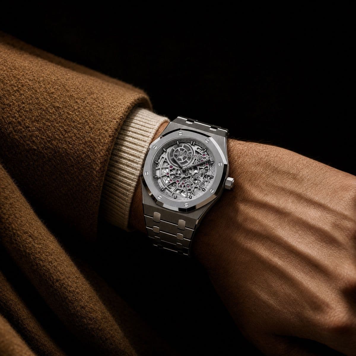 Audemars Piguet Royal Oak 16204XT.OO.1240XT.01 'Jumbo' Extra-Thin Titanium BMG Openworked Dial (2026) — worn