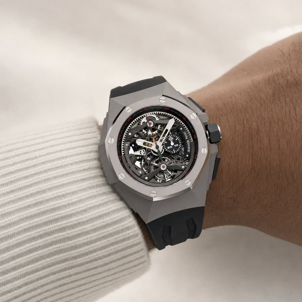 Audemars Piguet Royal Oak Concept 26587TI.OO.D067CA.01 Tourbillon Chronograph Titanium Openworked Dial (2018) — worn