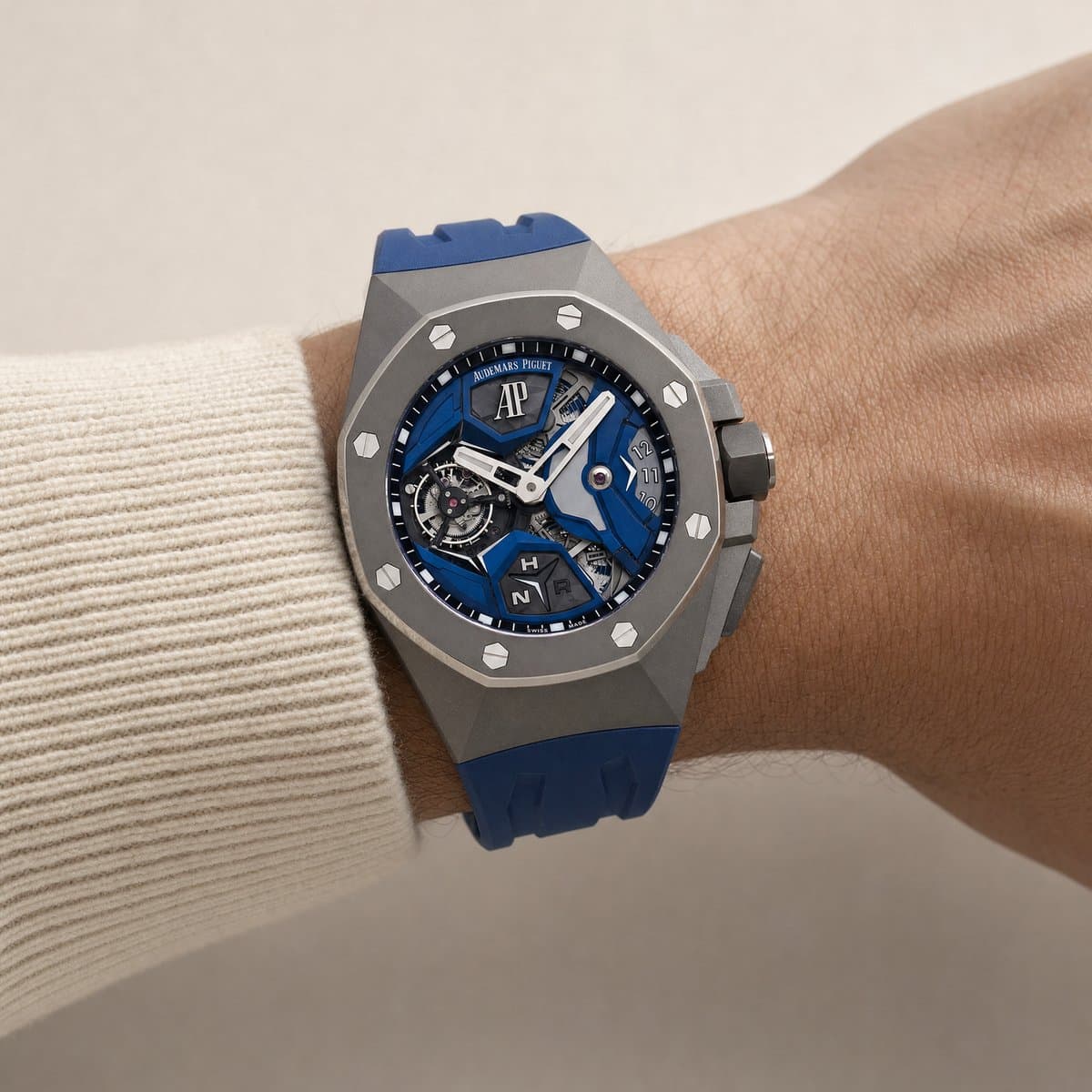 Audemars Piguet Royal Oak Concept 26589IO.OO.D030CA.01 Flying Tourbillon GMT Titanium — worn